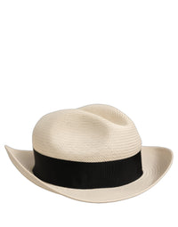 Dolce & Gabbana Dolce & Gabbana Men White Paper Straw Fedora Panama Capello Men's Hat