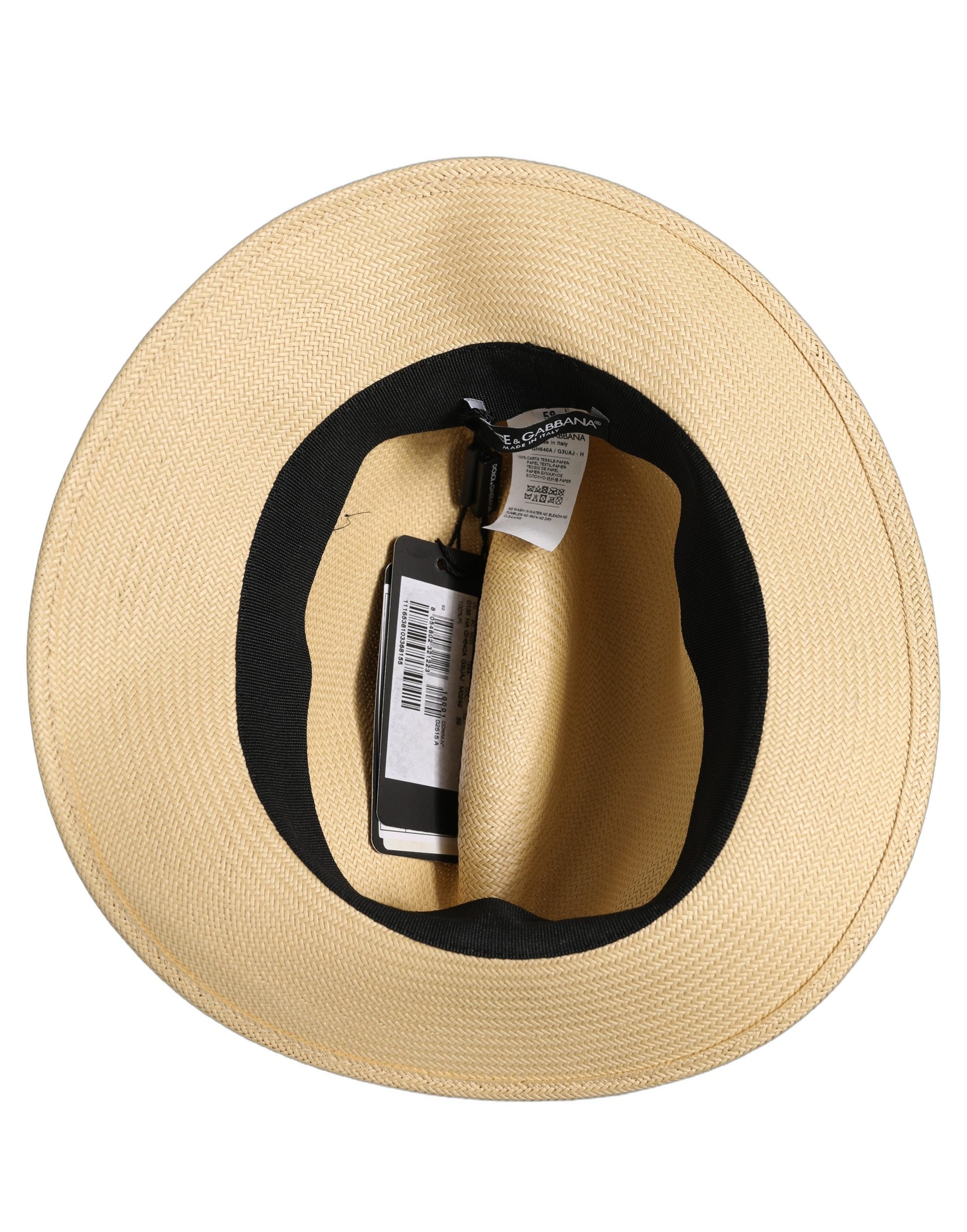 Dolce & Gabbana Dolce & Gabbana Men Beige Paper Straw Fedora Panama Capello Men's Hat