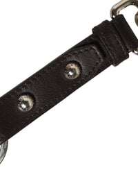 Dolce & Gabbana Dolce & Gabbana Black Plain Leather Silver Brass Keyring Holder Women's Keychain