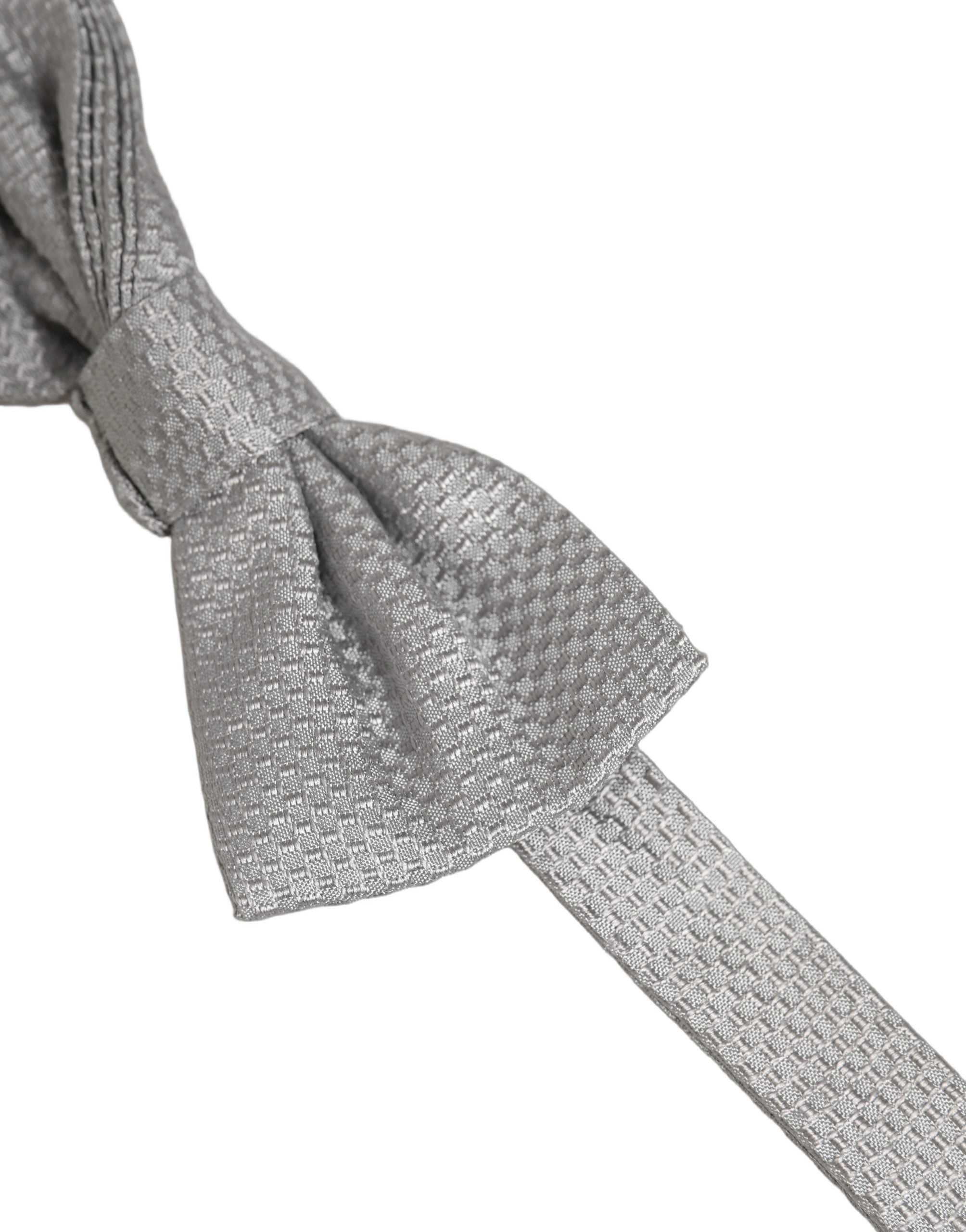 Dolce & Gabbana Dolce & Gabbana Men Gray 100% Silk Adjustable Neck Papillon Bow Men's Tie