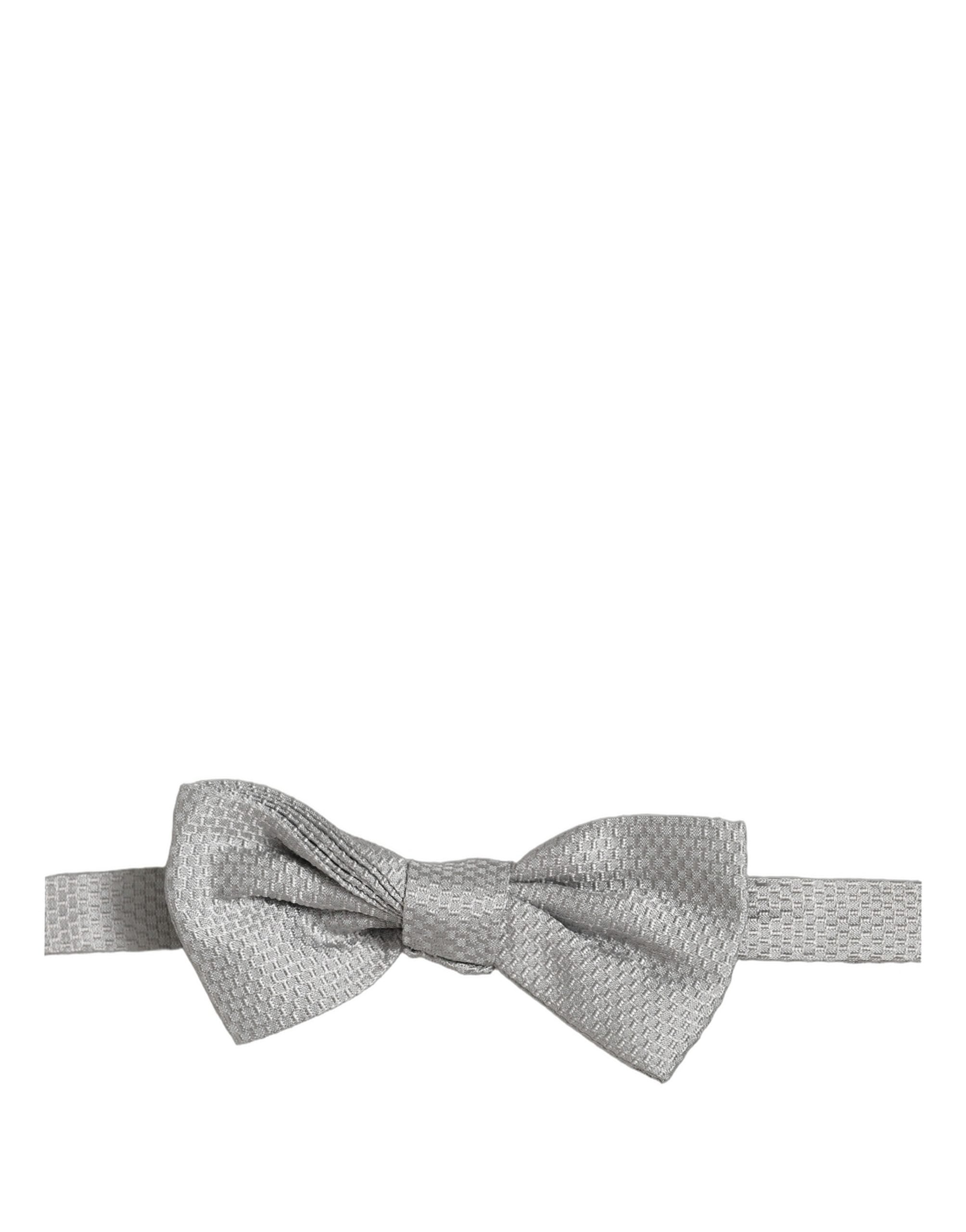 Dolce & Gabbana Dolce & Gabbana Men Gray 100% Silk Adjustable Neck Papillon Bow Men's Tie