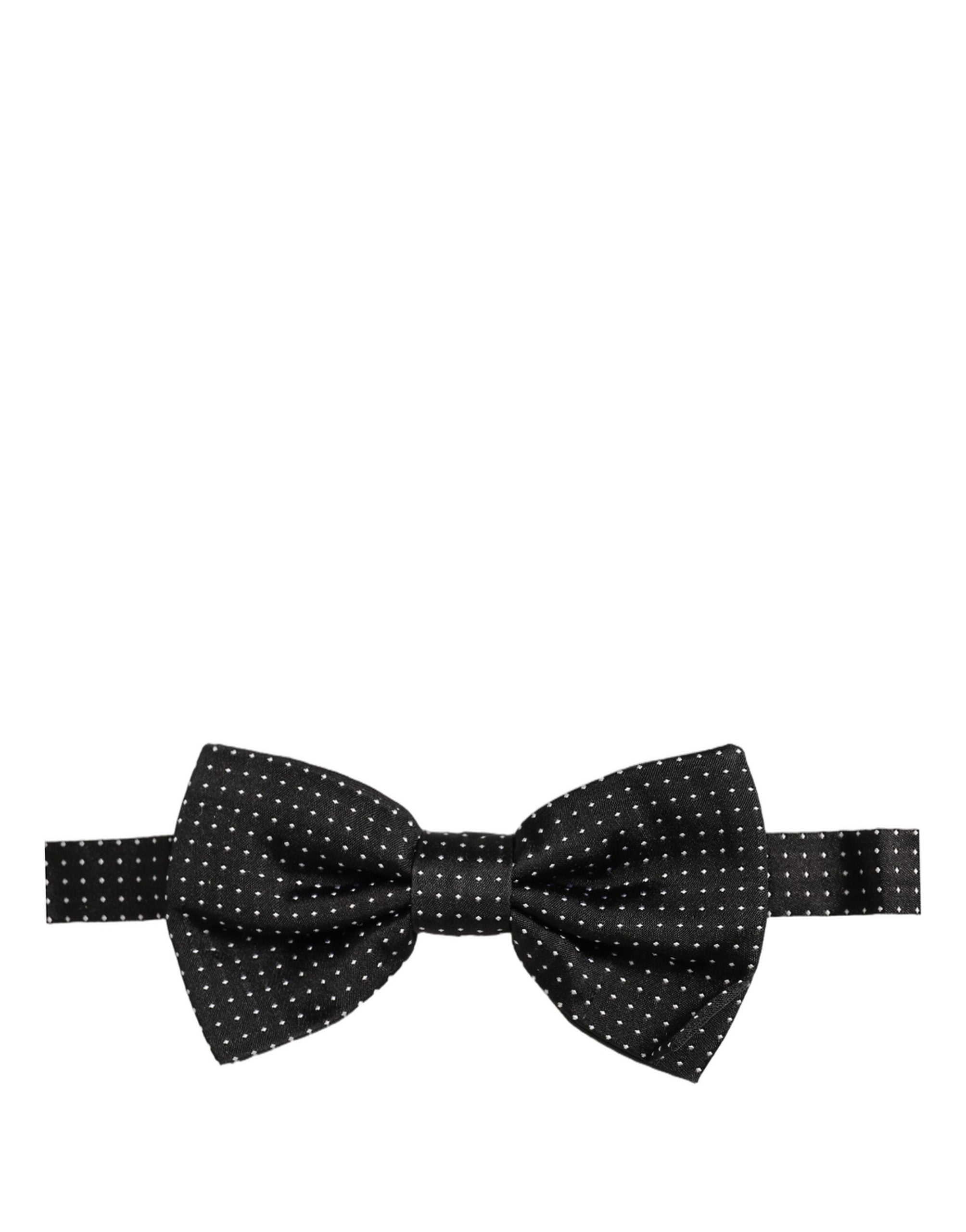 Dolce & Gabbana Dolce & Gabbana Men Black Polka Dot Silk Adjustable Neck Papillon Bow Men's Tie