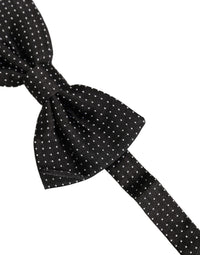 Dolce & Gabbana Dolce & Gabbana Men Black Polka Dot Silk Adjustable Neck Papillon Bow Men's Tie