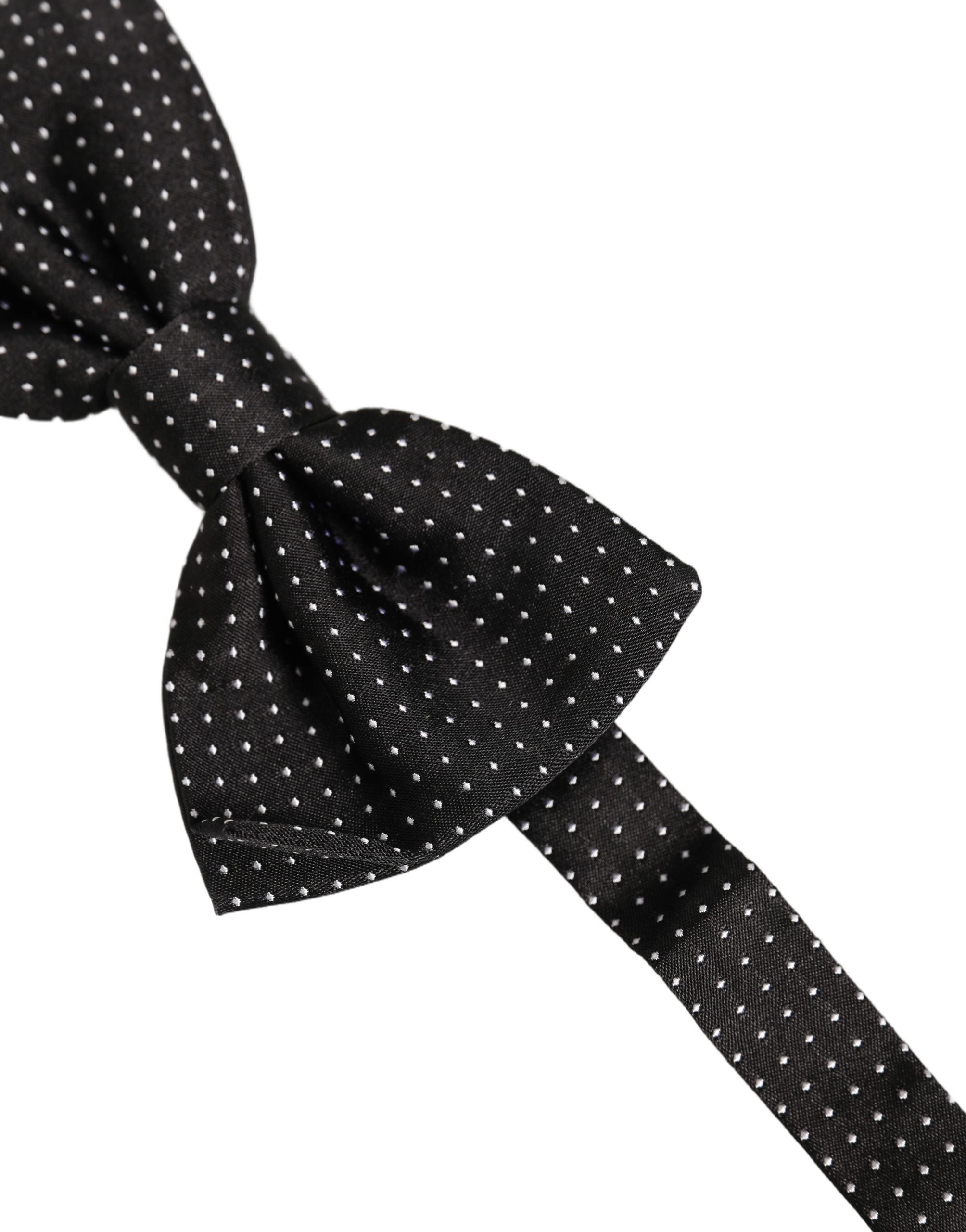Dolce & Gabbana Dolce & Gabbana Men Black Polka Dot Silk Adjustable Neck Papillon Bow Men's Tie