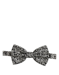 Dolce & Gabbana Dolce & Gabbana Tie Black White Paisley Silk Adjustable Neck Papillon Men's Bow