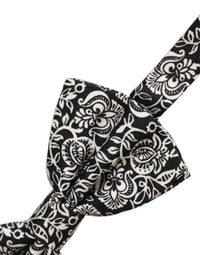 Dolce & Gabbana Dolce & Gabbana Tie Black White Paisley Silk Adjustable Neck Papillon Men's Bow