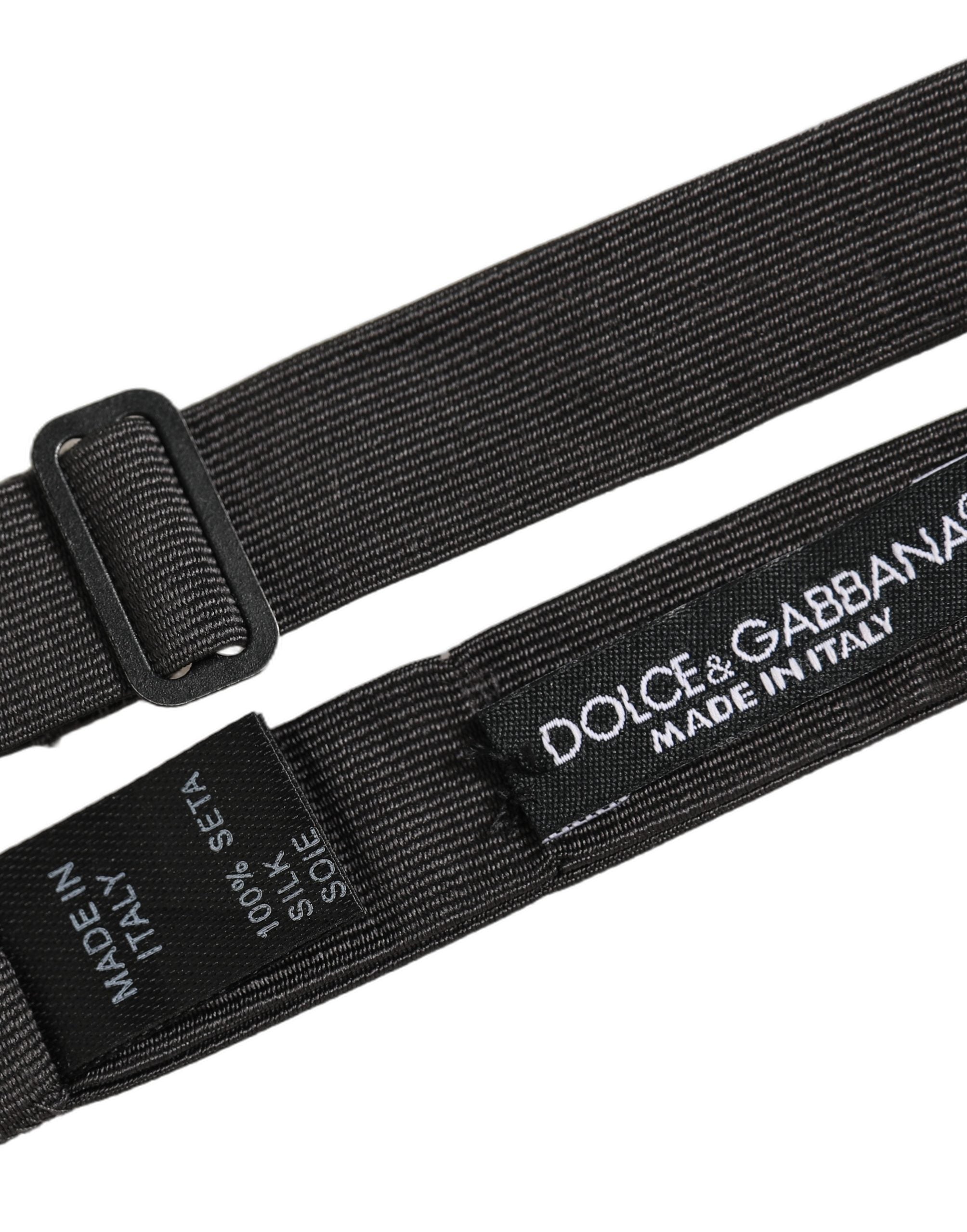 Dolce & Gabbana Dolce & Gabbana Men Black 100% Cotton Adjustable Neck Papillon Bow Men's Tie