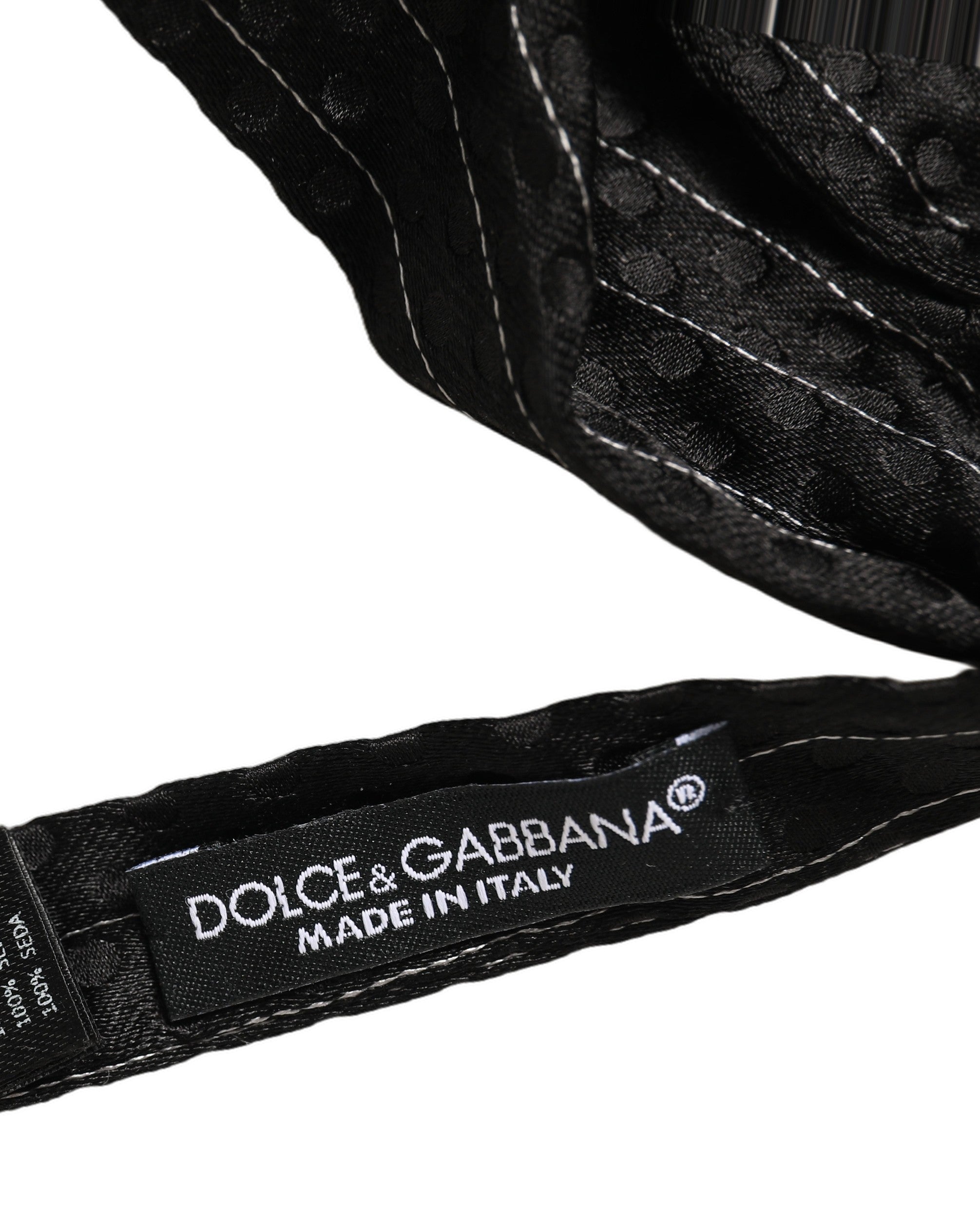 Dolce & Gabbana Dolce & Gabbana Men Black Pinstripe Silk Adjustable Neck Papillon Bow Men's Tie