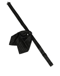 Dolce & Gabbana Dolce & Gabbana Men Black Pinstripe Silk Adjustable Neck Papillon Bow Men's Tie