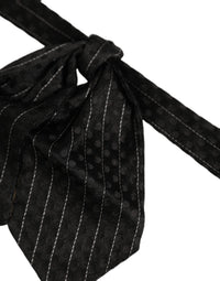 Dolce & Gabbana Dolce & Gabbana Men Black Pinstripe Silk Adjustable Neck Papillon Bow Men's Tie