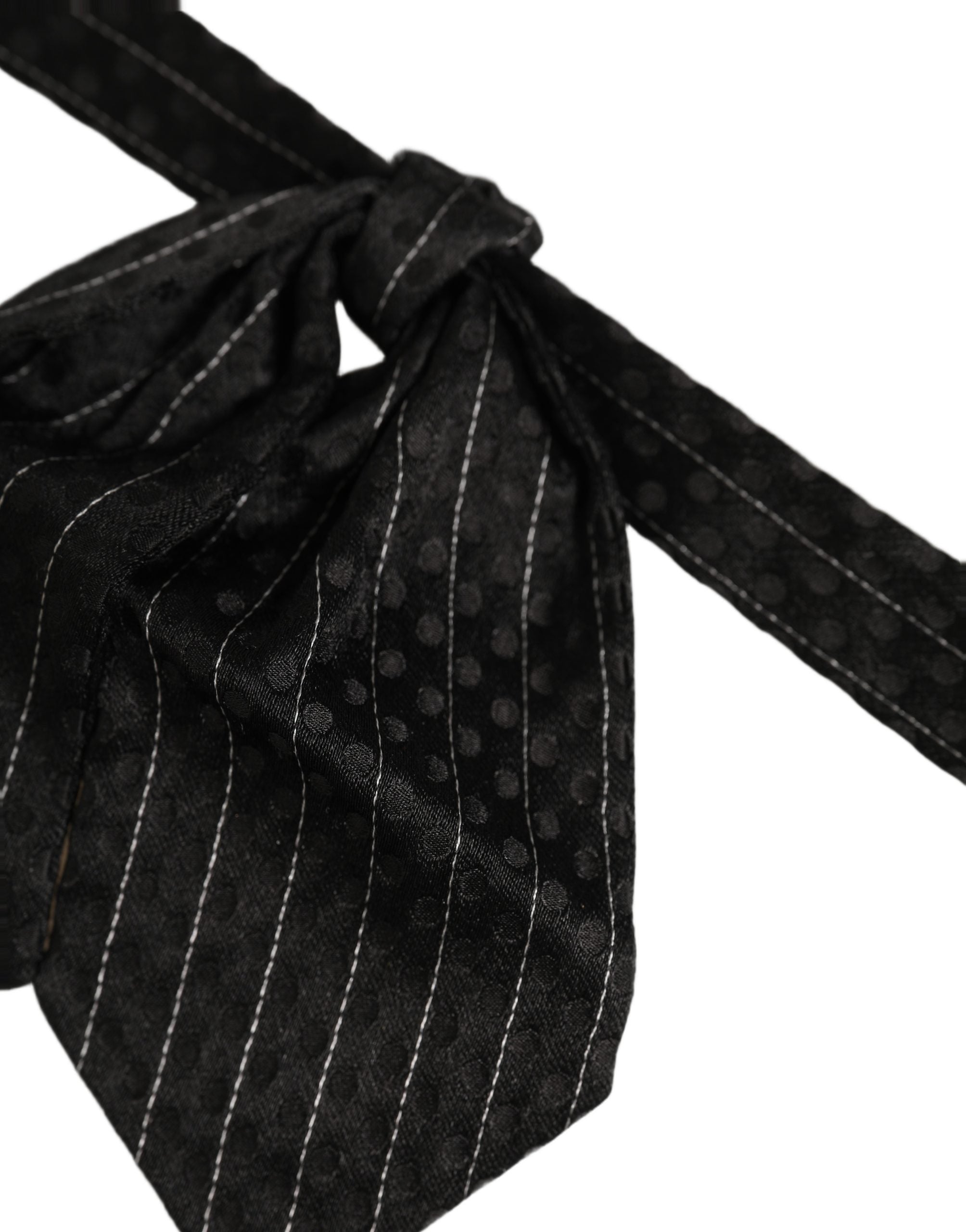Dolce & Gabbana Dolce & Gabbana Men Black Pinstripe Silk Adjustable Neck Papillon Bow Men's Tie