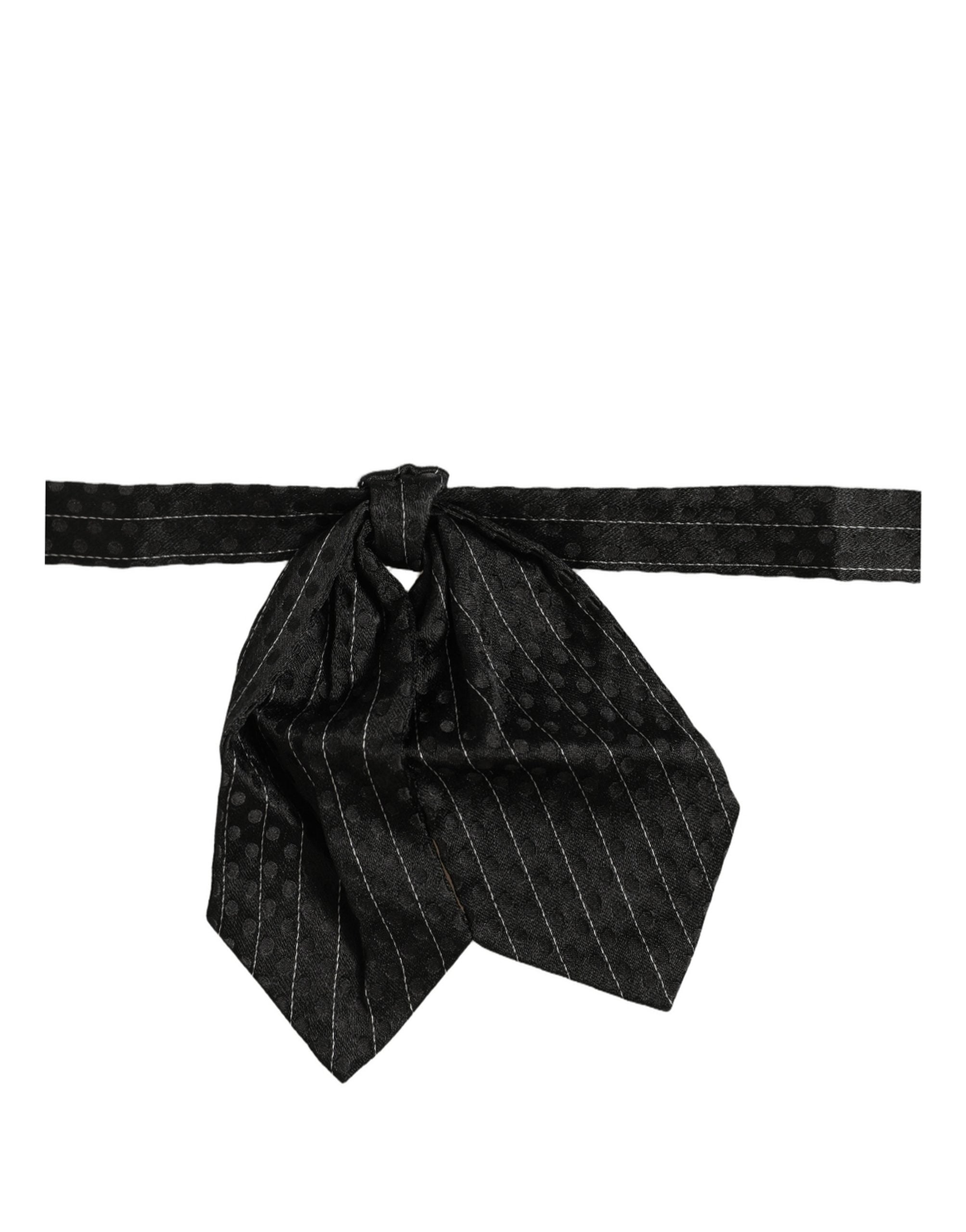 Dolce & Gabbana Dolce & Gabbana Men Black Pinstripe Silk Adjustable Neck Papillon Bow Men's Tie