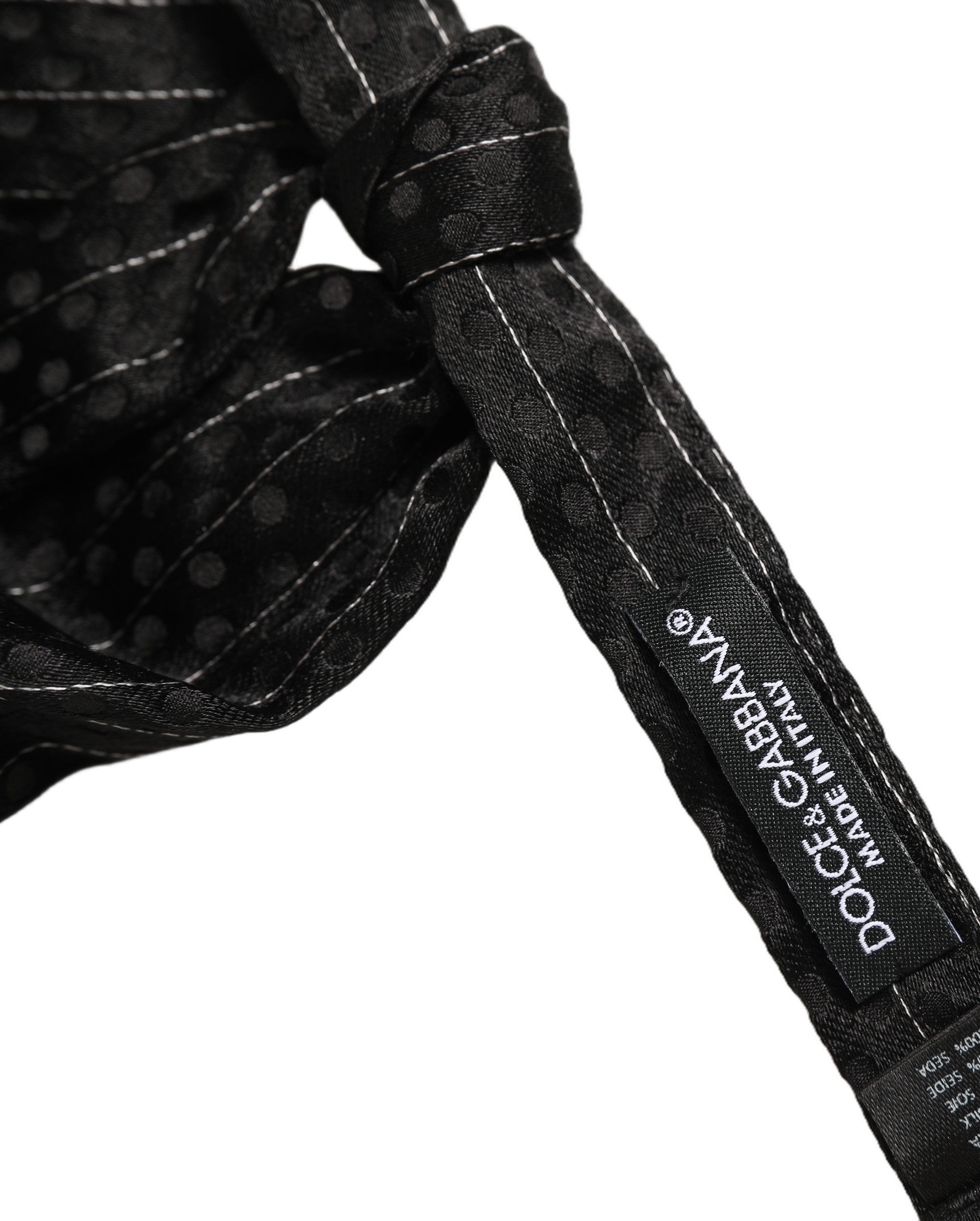 Dolce & Gabbana Dolce & Gabbana Men Black Pinstripe Silk Adjustable Neck Papillon Bow Men's Tie