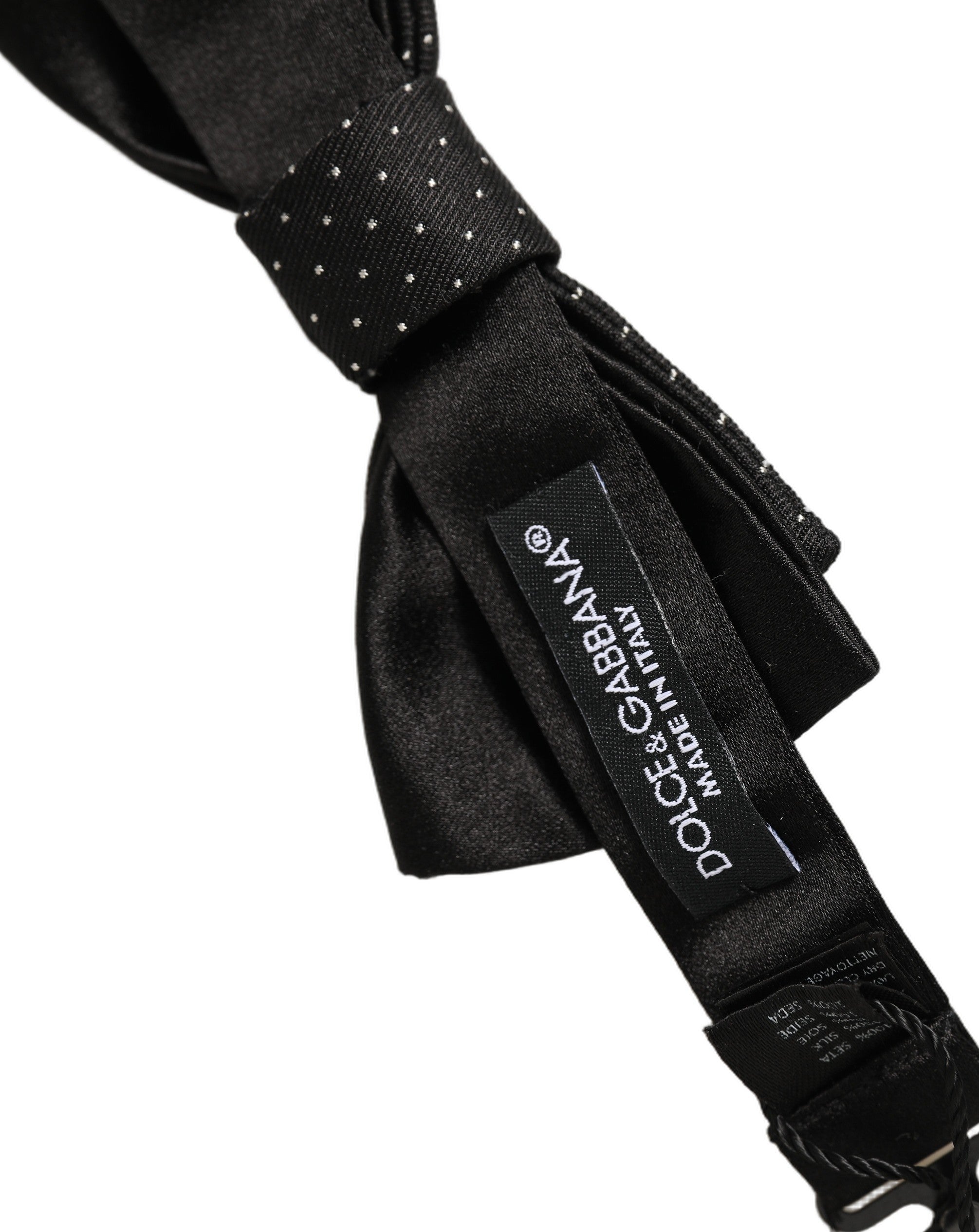 Dolce & Gabbana Dolce & Gabbana Men Black DG Polka Dot Adjustable Neck Papillon Bow Men's Tie