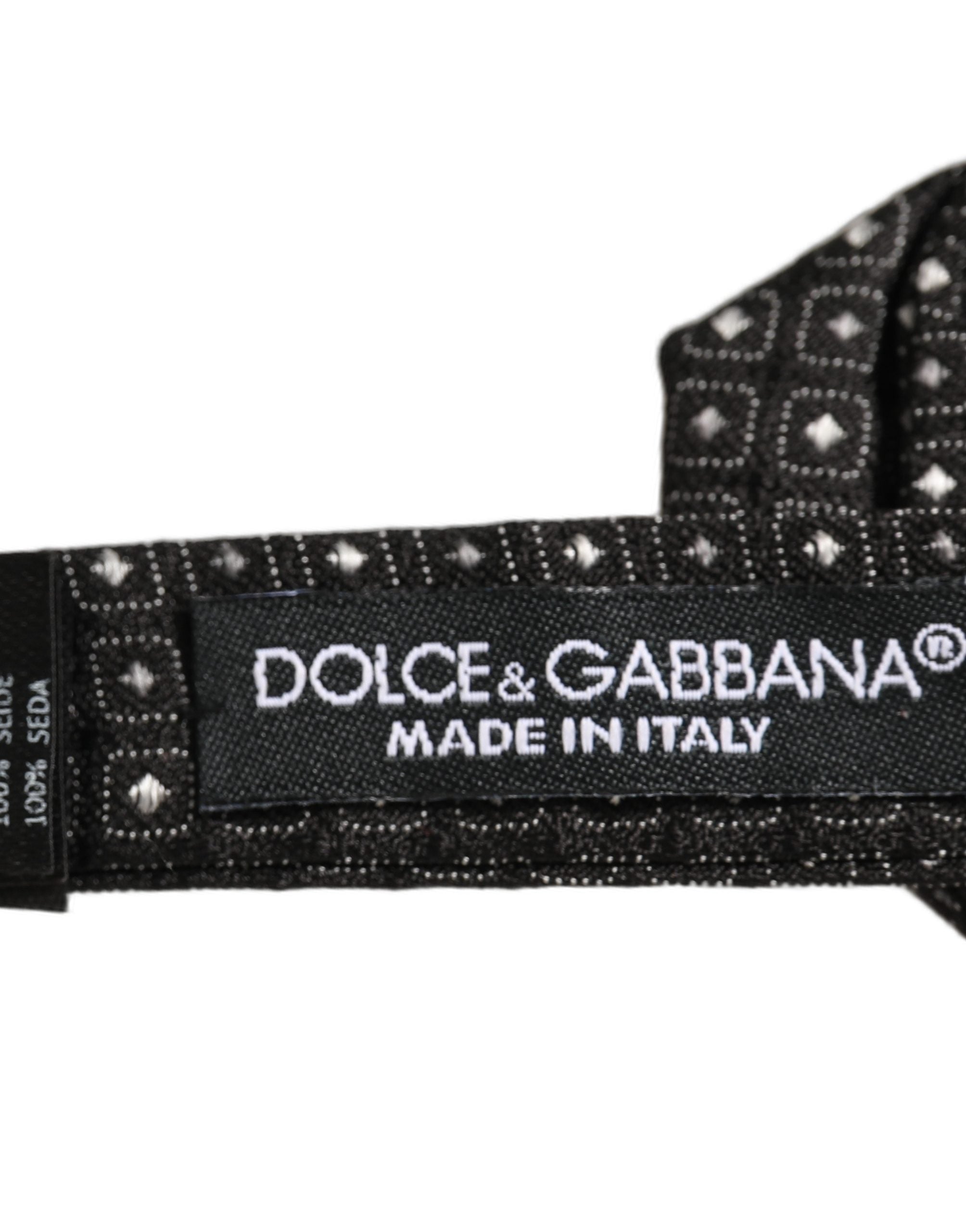 Dolce & Gabbana Dolce & Gabbana Men Black Polka Dot Silk Adjustable Neck Papillon Bow Men's Tie