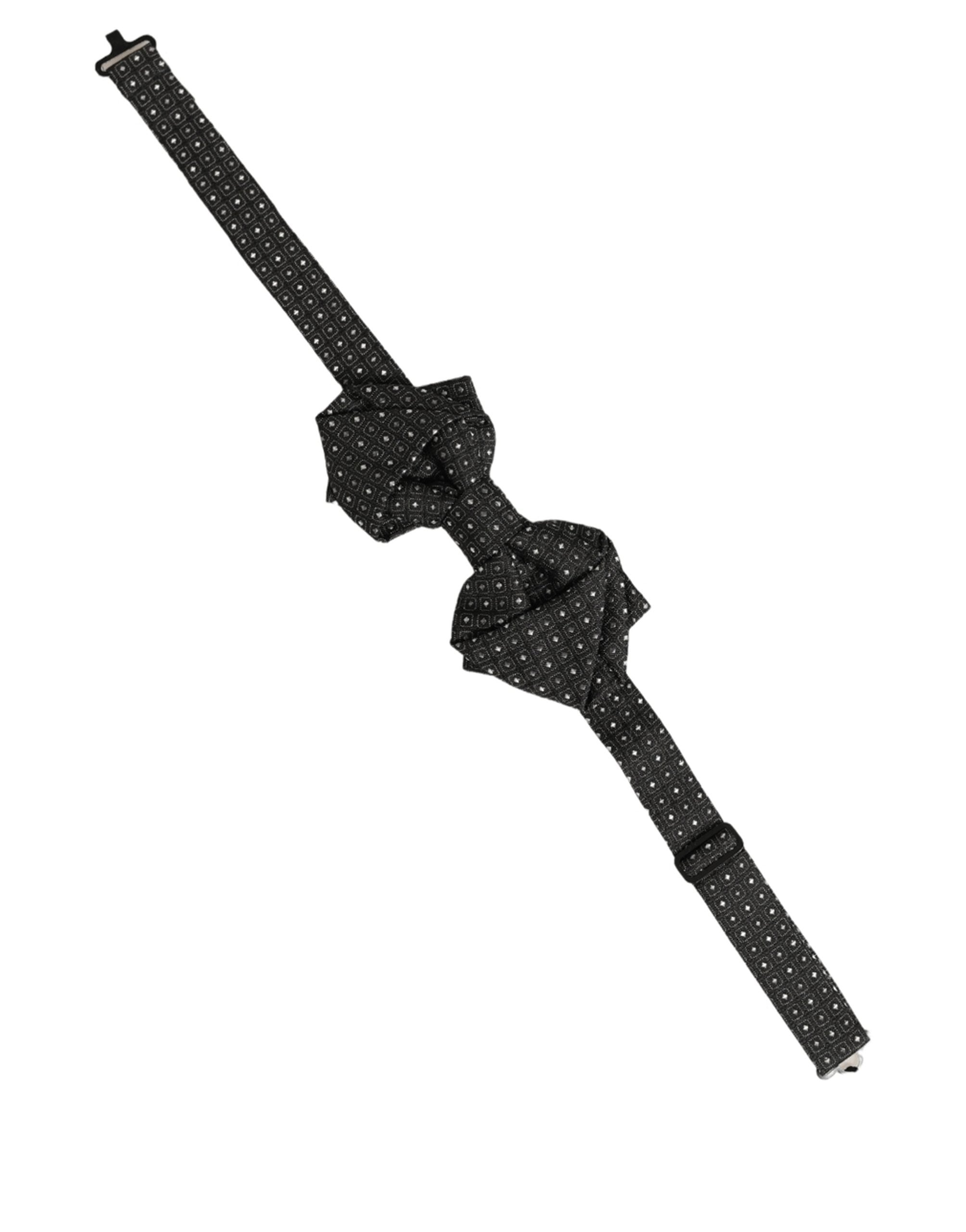 Dolce & Gabbana Dolce & Gabbana Men Black Polka Dot Silk Adjustable Neck Papillon Bow Men's Tie
