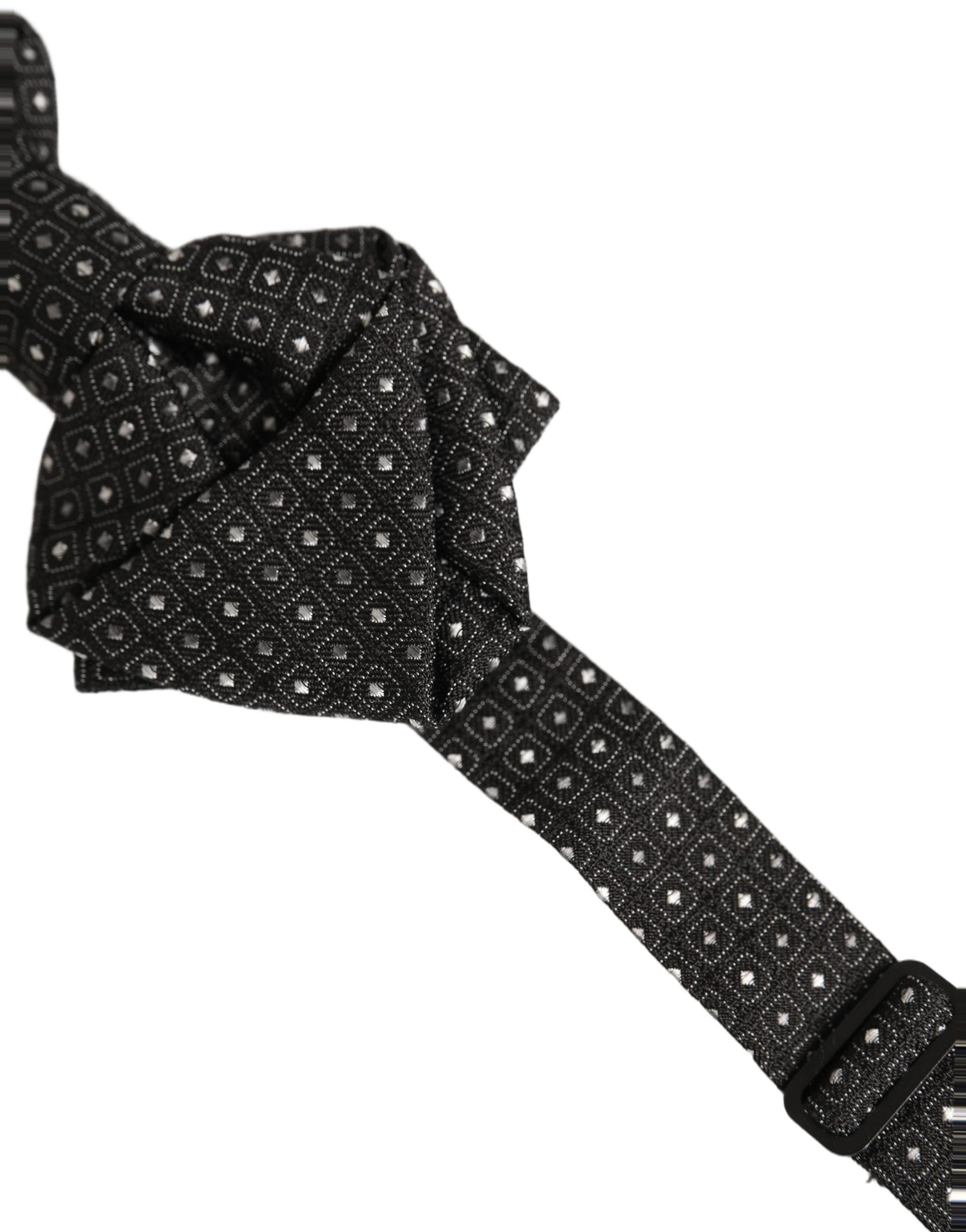 Dolce & Gabbana Dolce & Gabbana Men Black Polka Dot Silk Adjustable Neck Papillon Bow Men's Tie