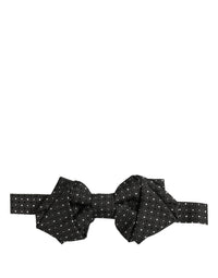 Dolce & Gabbana Dolce & Gabbana Men Black Polka Dot Silk Adjustable Neck Papillon Bow Men's Tie
