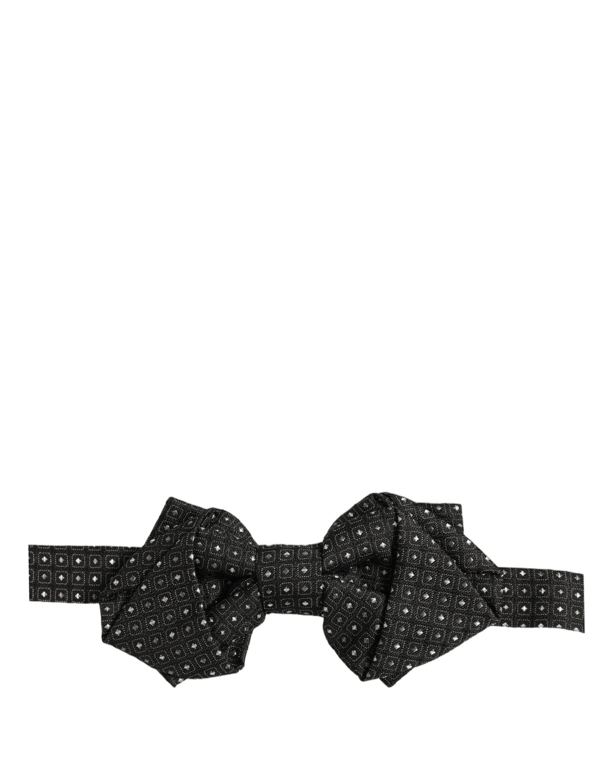 Dolce & Gabbana Dolce & Gabbana Men Black Polka Dot Silk Adjustable Neck Papillon Bow Men's Tie