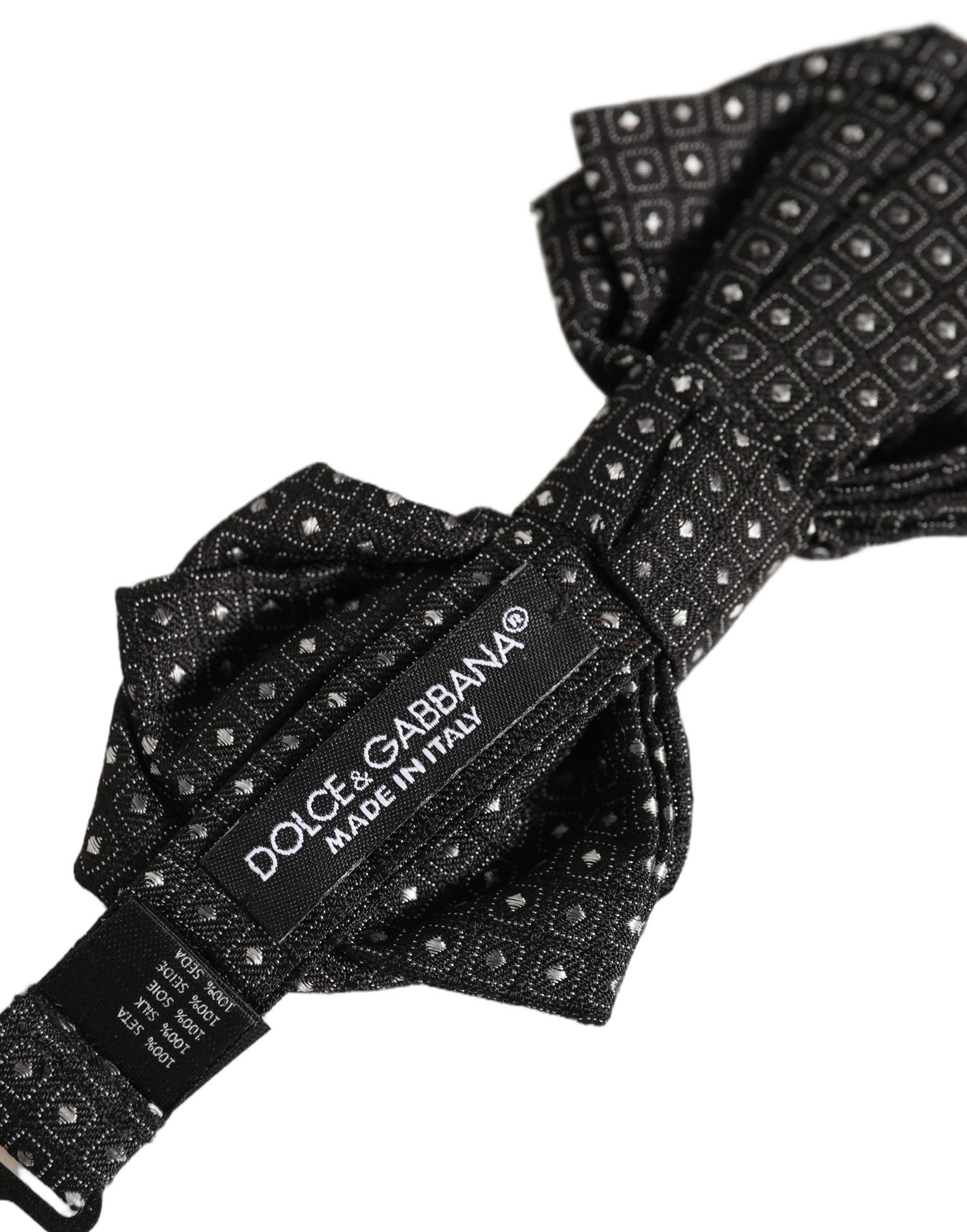 Dolce & Gabbana Dolce & Gabbana Men Black Polka Dot Silk Adjustable Neck Papillon Bow Men's Tie