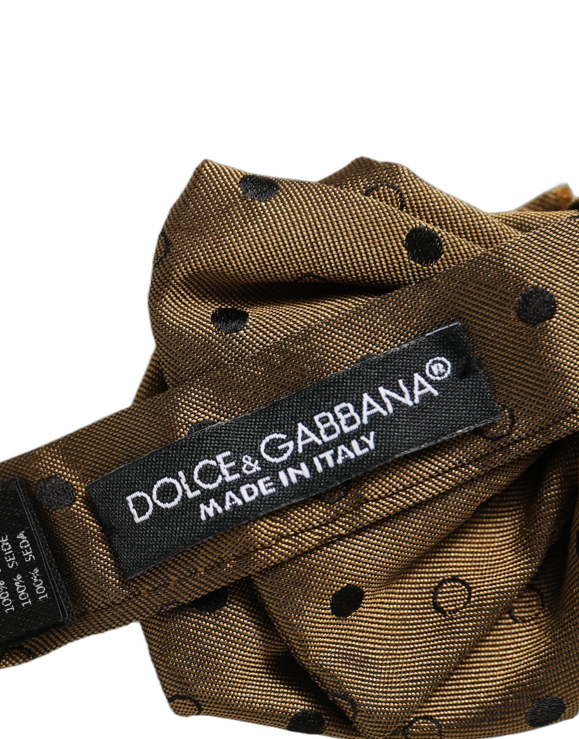 Dolce & Gabbana Dolce & Gabbana Men Brown Polka Dot Silk Adjustable Neck Papillon Bow Men's Tie