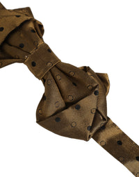 Dolce & Gabbana Dolce & Gabbana Men Brown Polka Dot Silk Adjustable Neck Papillon Bow Men's Tie