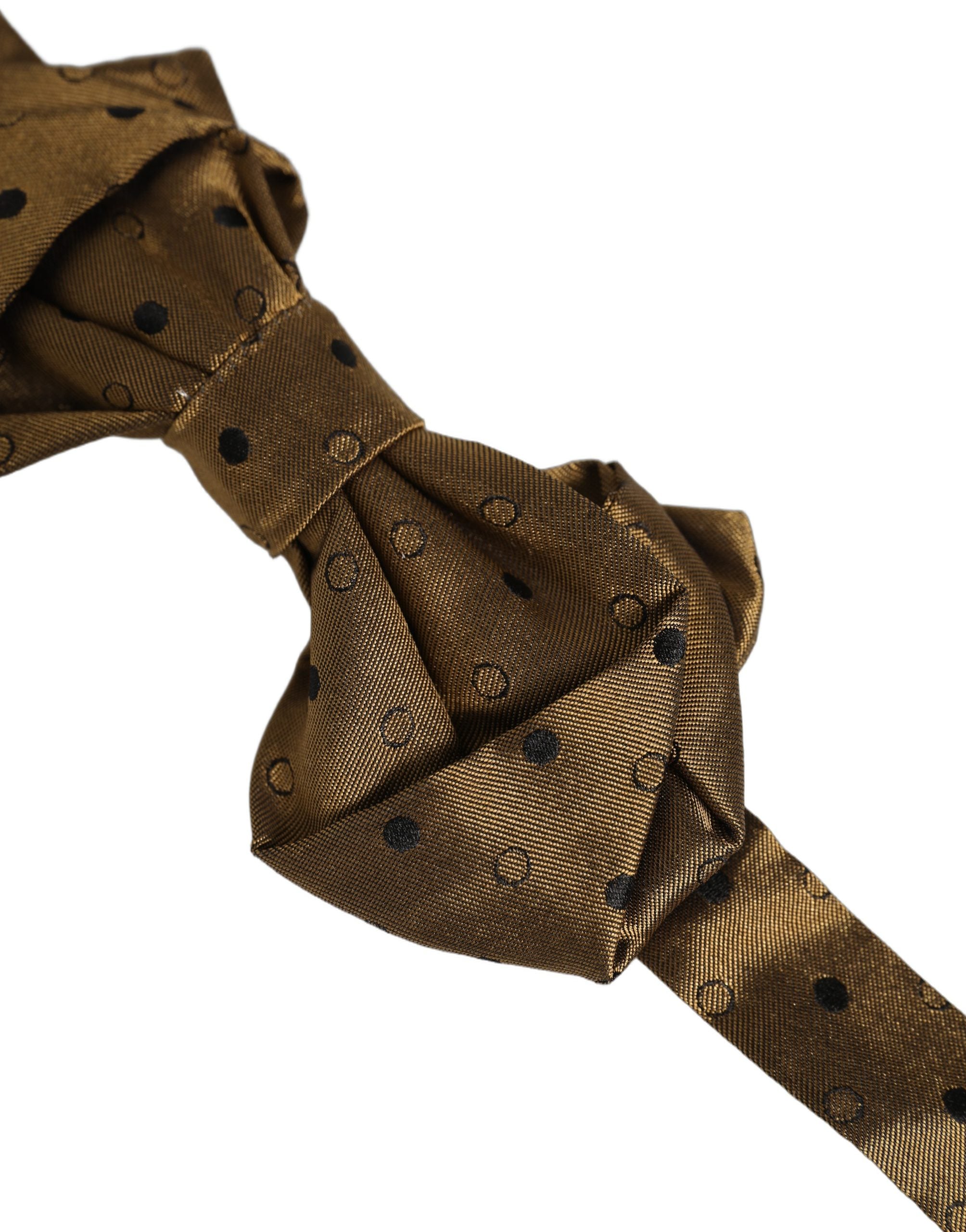 Dolce & Gabbana Dolce & Gabbana Men Brown Polka Dot Silk Adjustable Neck Papillon Bow Men's Tie
