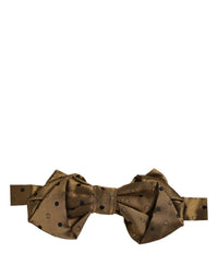 Dolce & Gabbana Dolce & Gabbana Men Brown Polka Dot Silk Adjustable Neck Papillon Bow Men's Tie