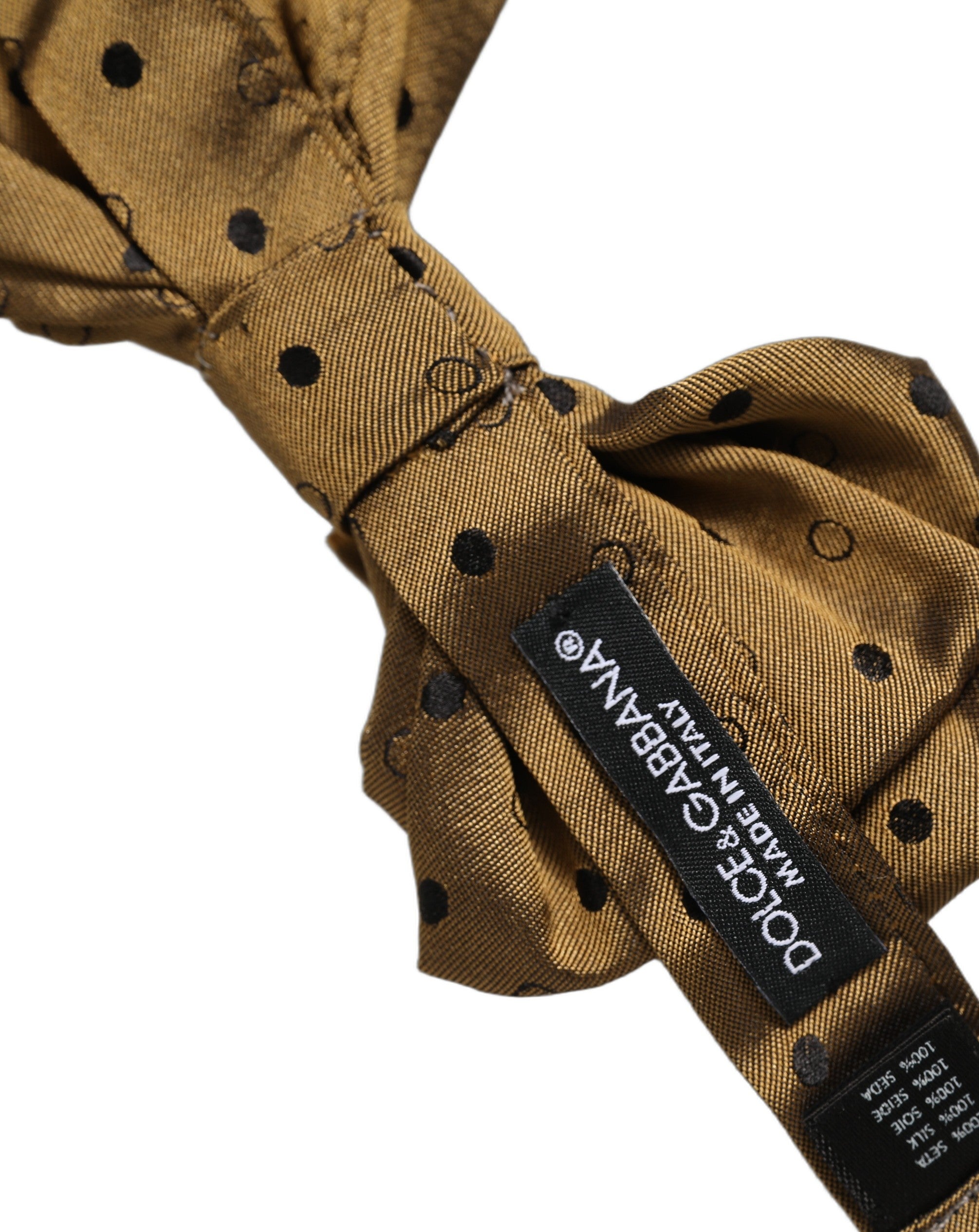 Dolce & Gabbana Dolce & Gabbana Men Brown Polka Dot Silk Adjustable Neck Papillon Bow Men's Tie