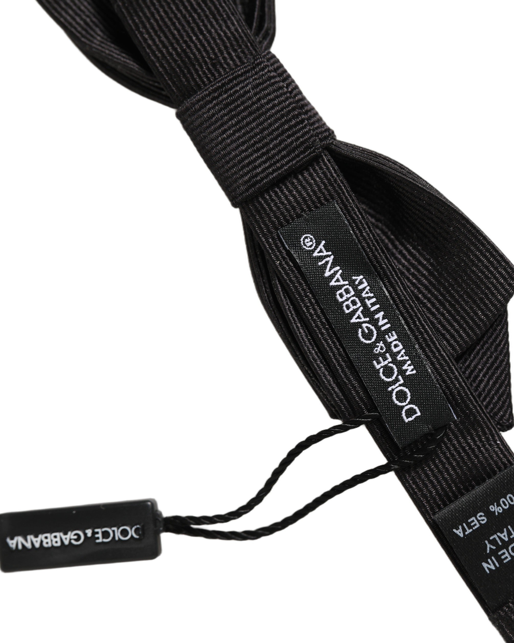 Dolce & Gabbana Dolce & Gabbana Men Black 100% Silk Adjustable Neck Papillon Bow Men's Tie