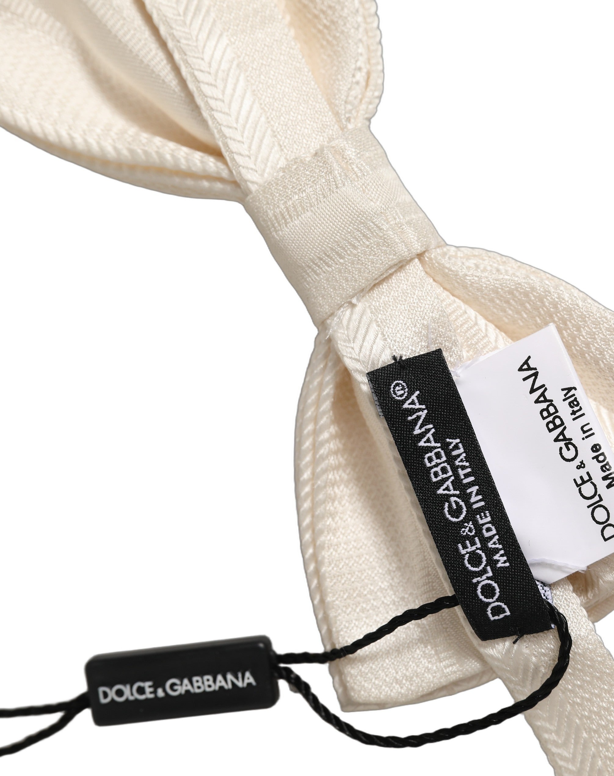 Dolce & Gabbana Dolce & Gabbana Men White 100% Silk Adjustable Neck Papillon Bow Men's Tie
