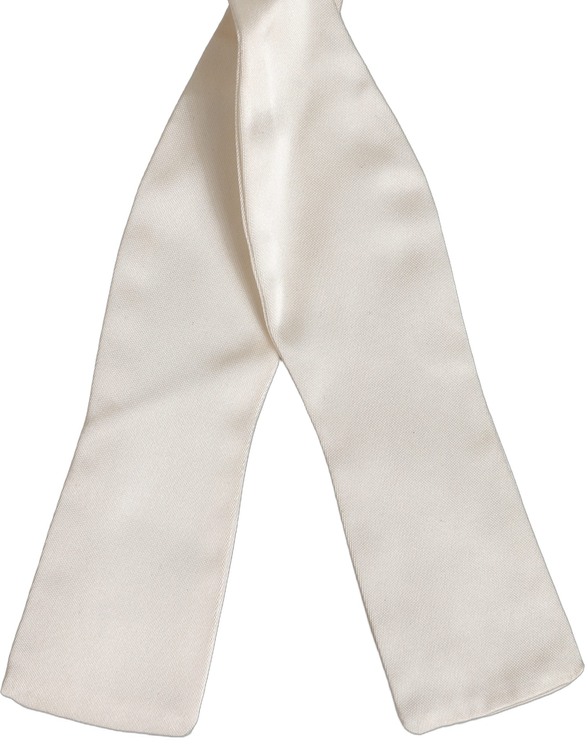 Dolce & Gabbana Dolce & Gabbana Men White 100% Silk Adjustable Neck Papillon Bow Men's Tie