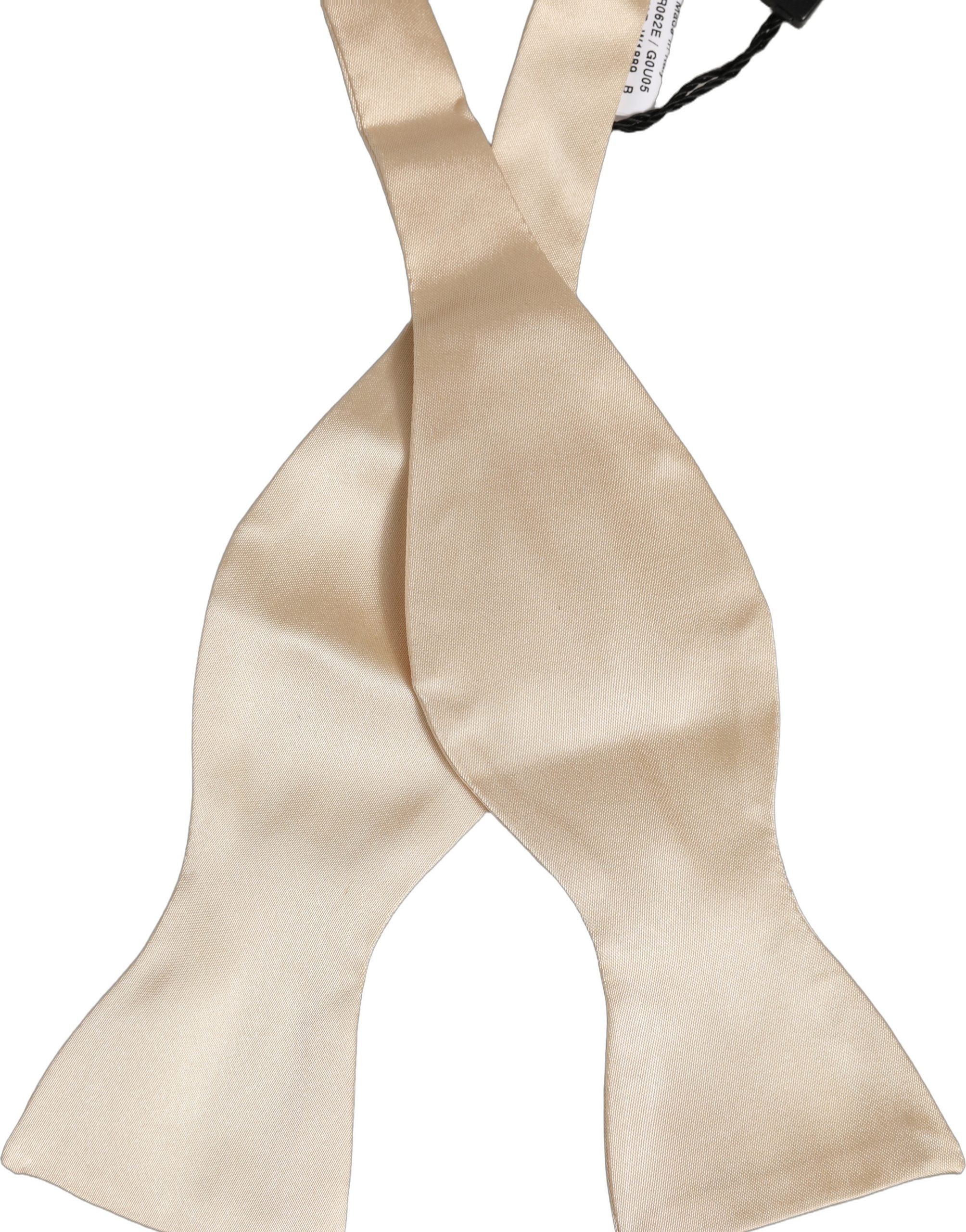 Dolce & Gabbana Dolce & Gabbana Men Beige 100% Silk Adjustable Neck Papillon Bow Men's Tie