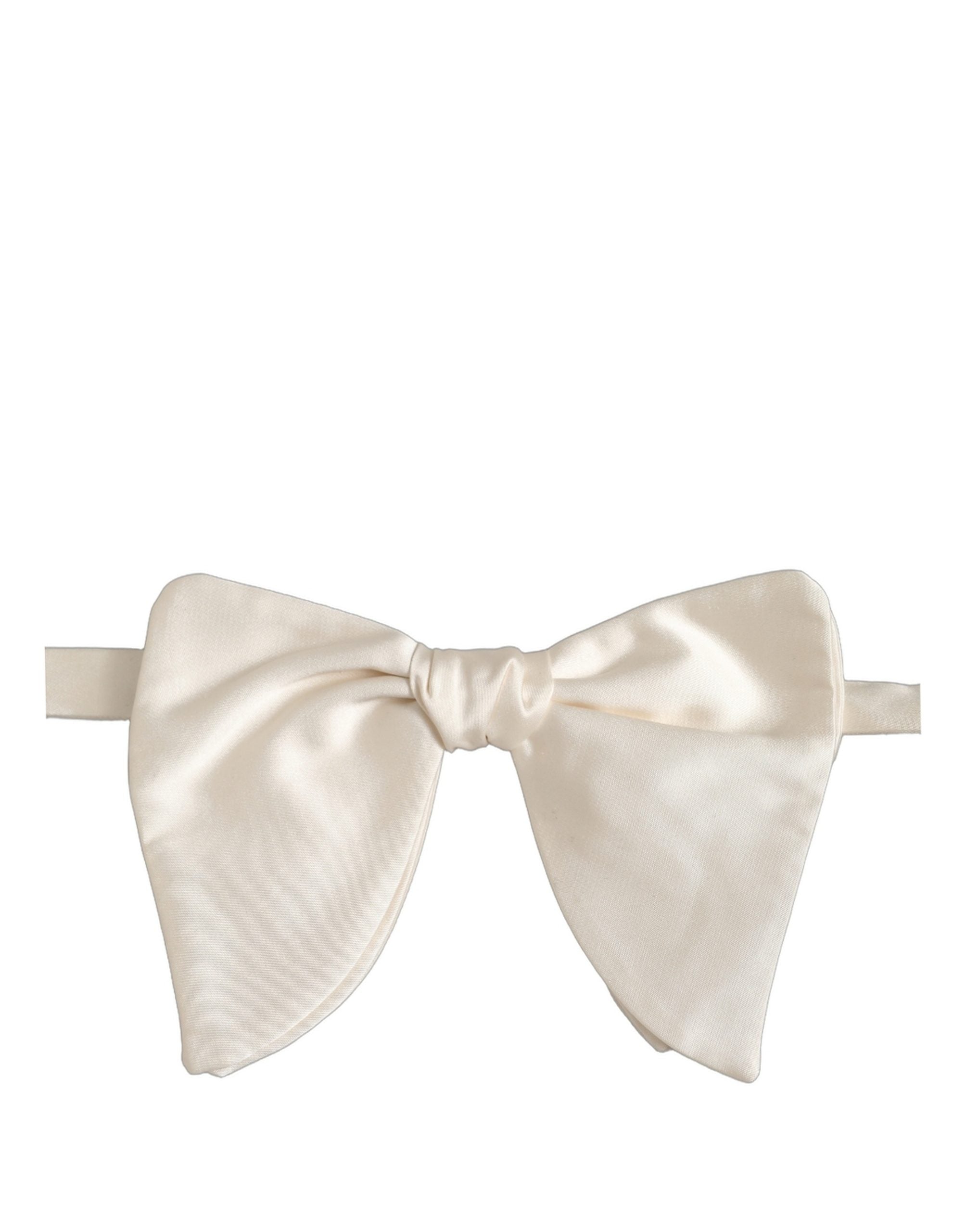 Dolce & Gabbana Dolce & Gabbana Men White 100% Silk Adjustable Neck Papillon Bow Men's Tie