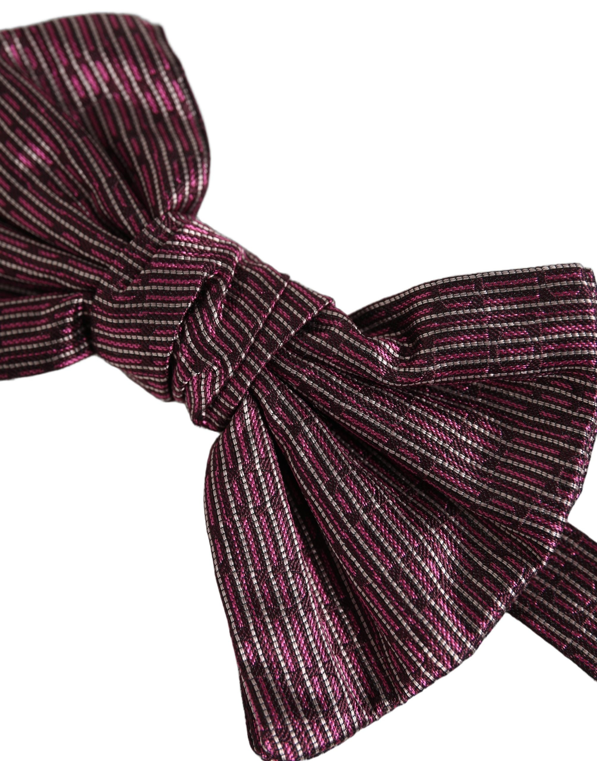 Dolce & Gabbana Dolce & Gabbana Men Maroon 100% Silk Adjustable Neck Papillon Bow Men's Tie