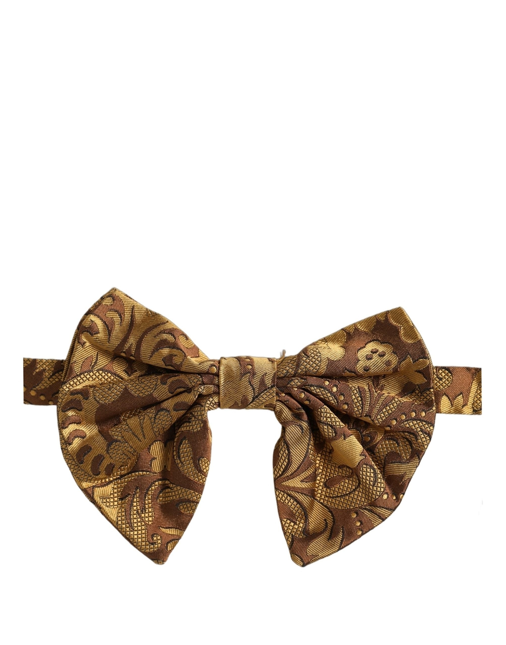 Dolce & Gabbana Dolce & Gabbana Men Brown Floral Silk Adjustable Neck Papillon Bow Men's Tie