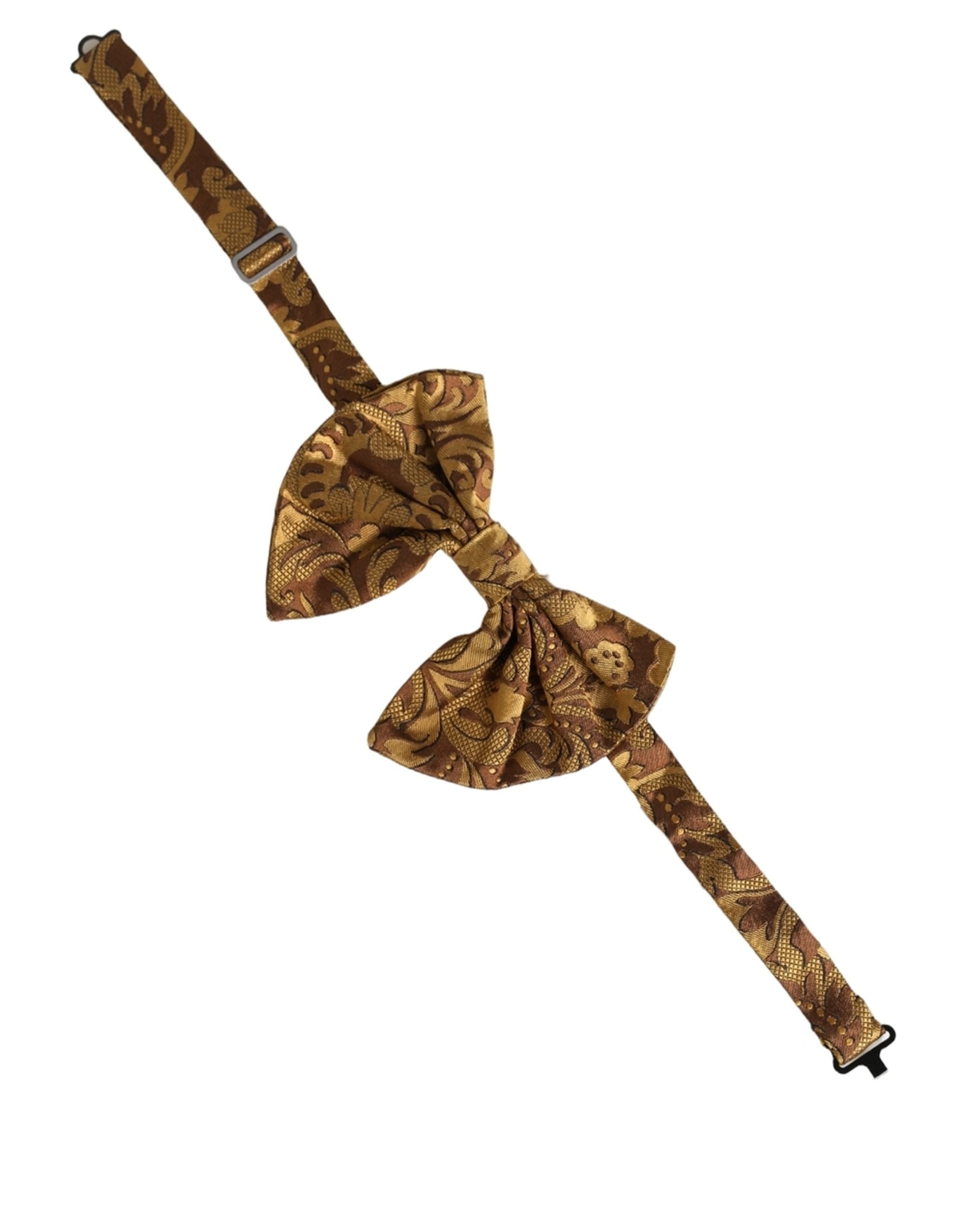 Dolce & Gabbana Dolce & Gabbana Men Brown Floral Silk Adjustable Neck Papillon Bow Men's Tie