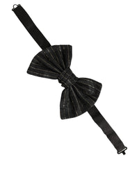 Dolce & Gabbana Dolce & Gabbana Men Black Pinstripe Silk Adjustable Neck Papillon Bow Men's Tie