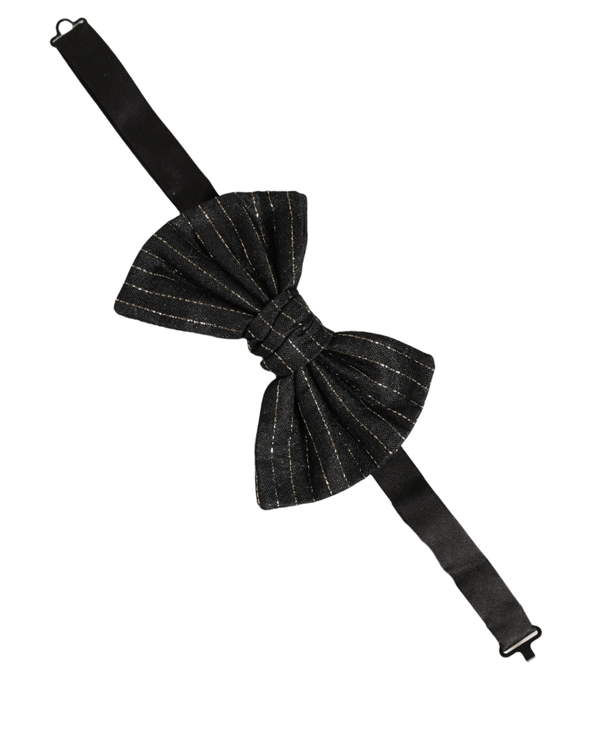 Dolce & Gabbana Dolce & Gabbana Men Black Pinstripe Silk Adjustable Neck Papillon Bow Men's Tie