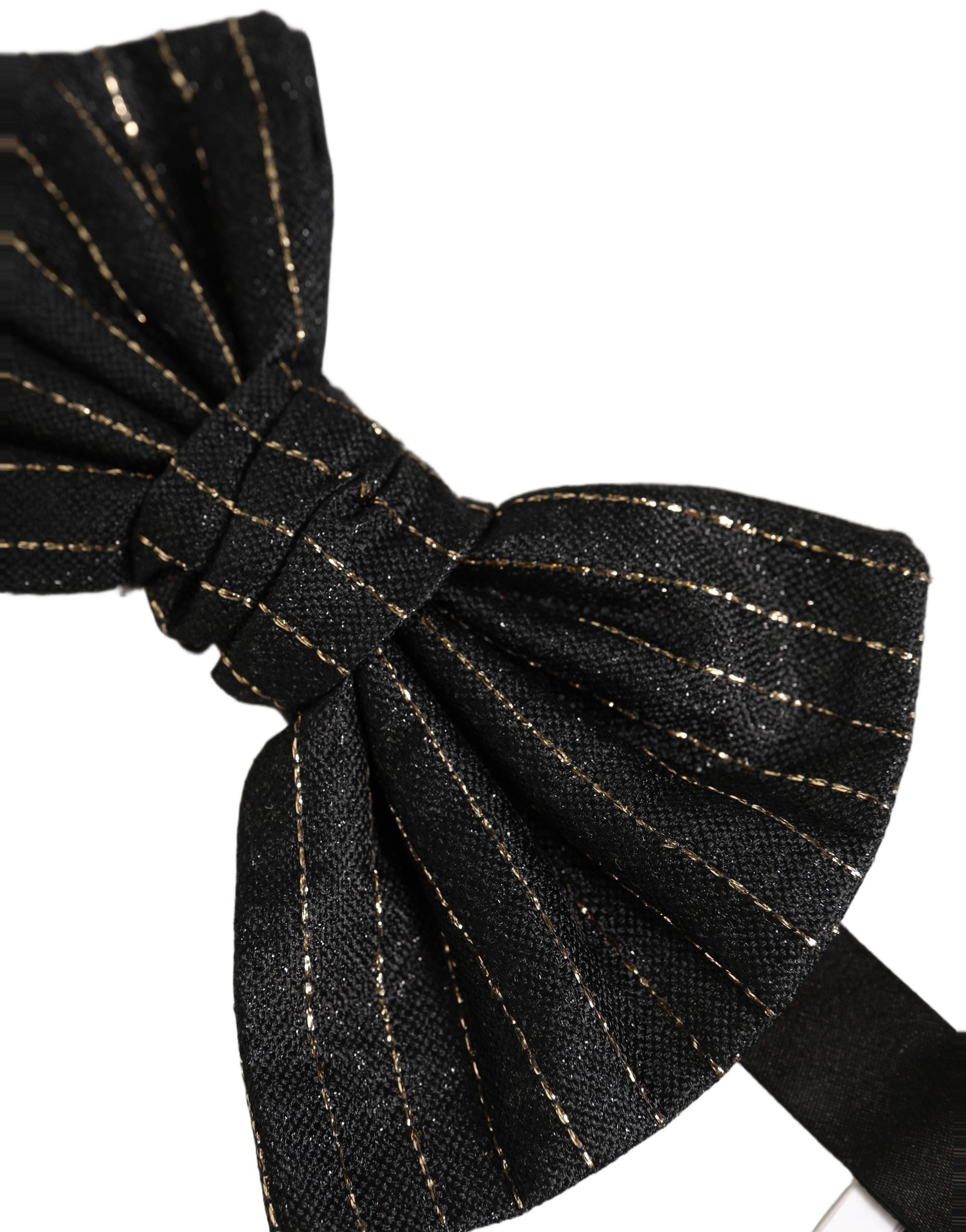 Dolce & Gabbana Dolce & Gabbana Men Black Pinstripe Silk Adjustable Neck Papillon Bow Men's Tie
