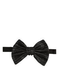Dolce & Gabbana Dolce & Gabbana Men Black Pinstripe Silk Adjustable Neck Papillon Bow Men's Tie