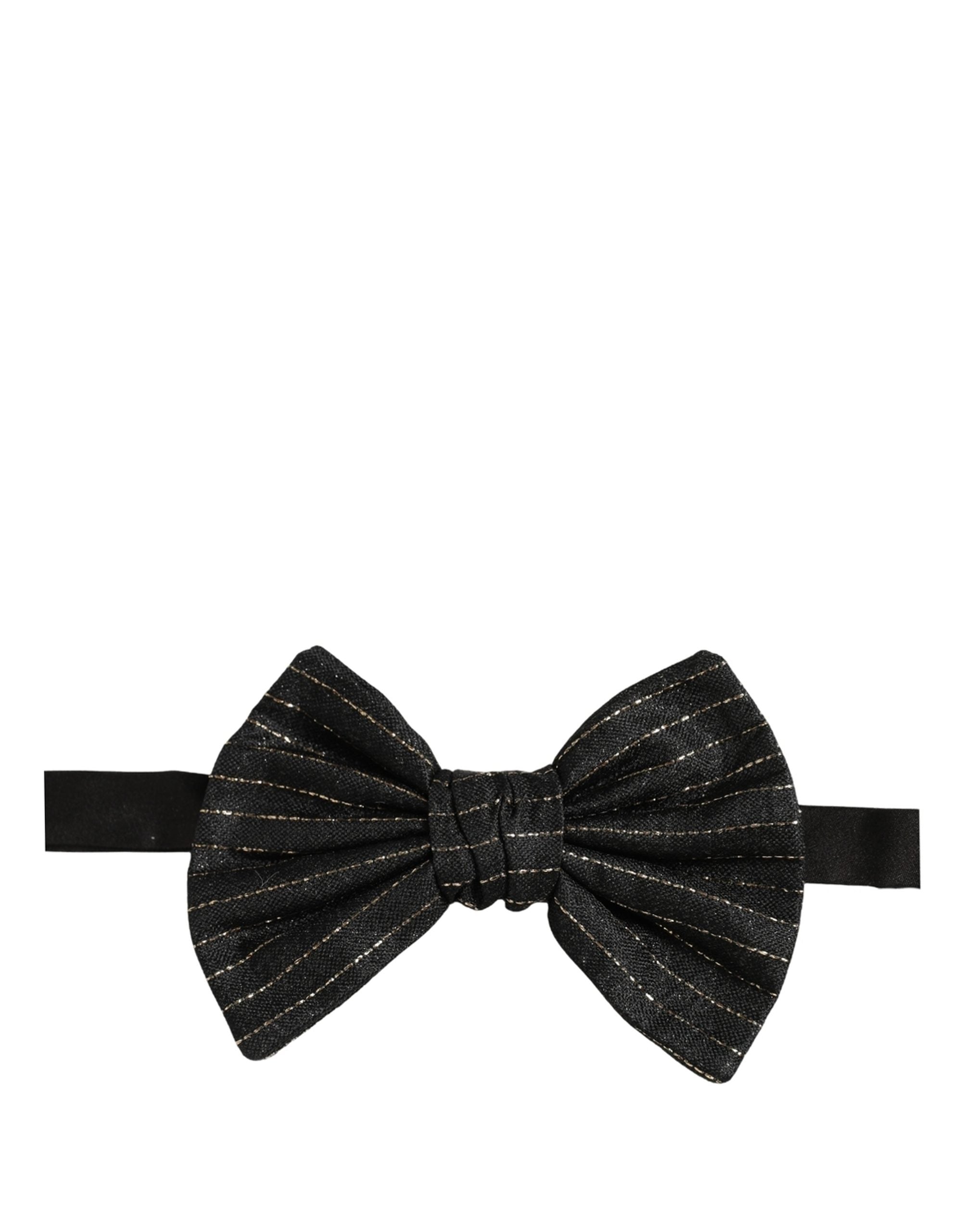 Dolce & Gabbana Dolce & Gabbana Men Black Pinstripe Silk Adjustable Neck Papillon Bow Men's Tie