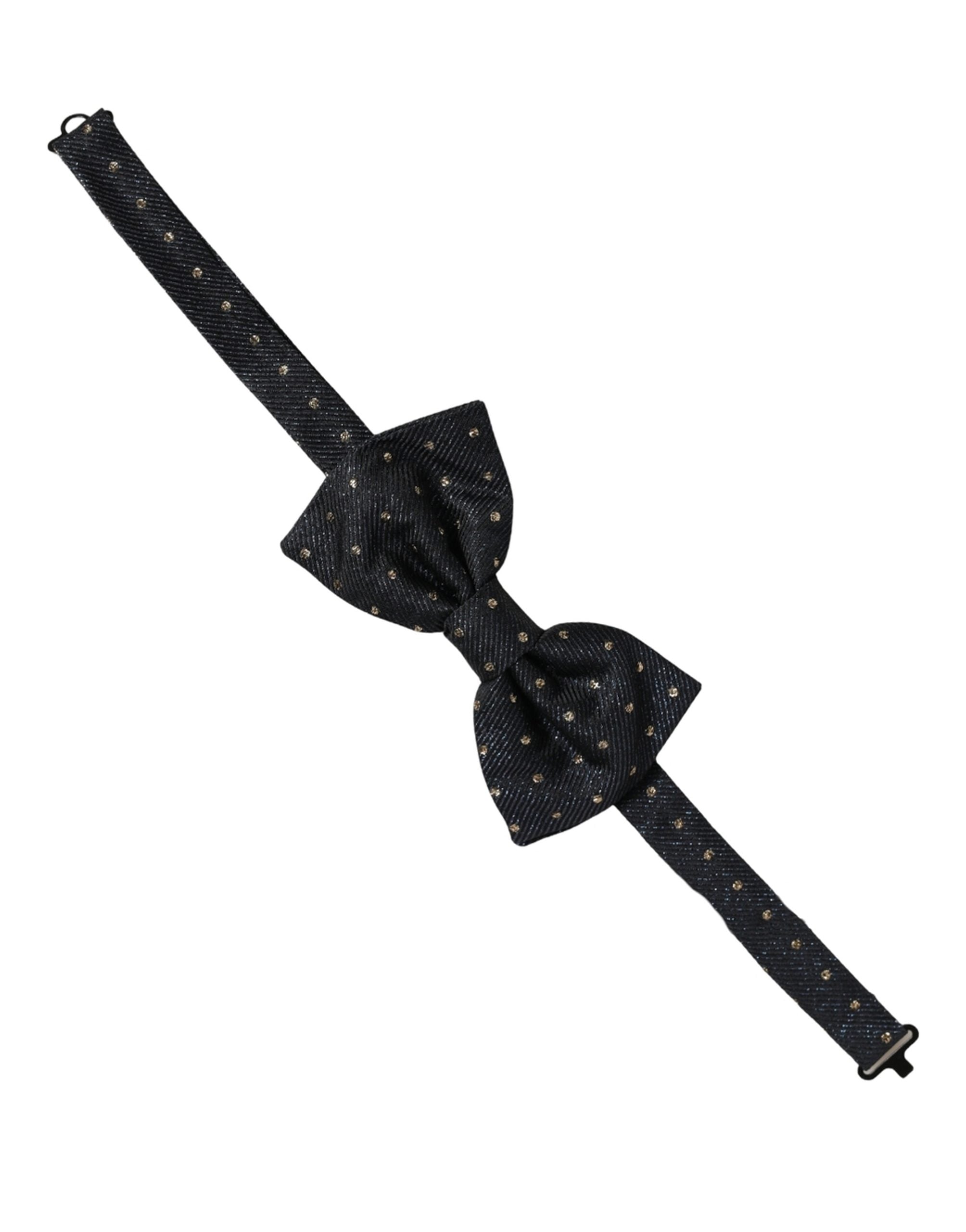 Dolce & Gabbana Dolce & Gabbana Men Black Polka Dot Silk Adjustable Neck Papillon Bow Men's Tie