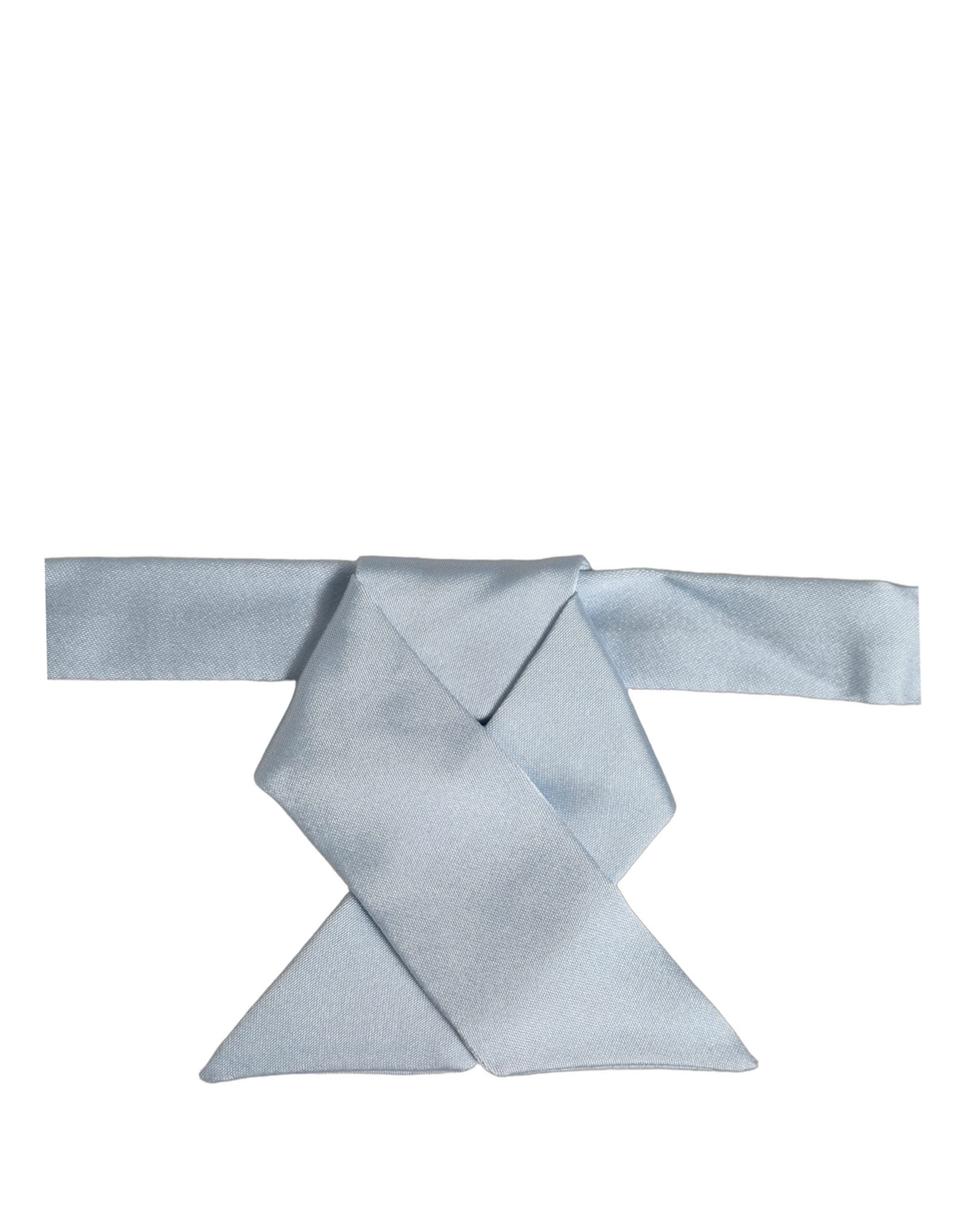 Dolce & Gabbana Dolce & Gabbana Men Light Blue SIlk Adjustable Neck Papillon Bow Men's Tie