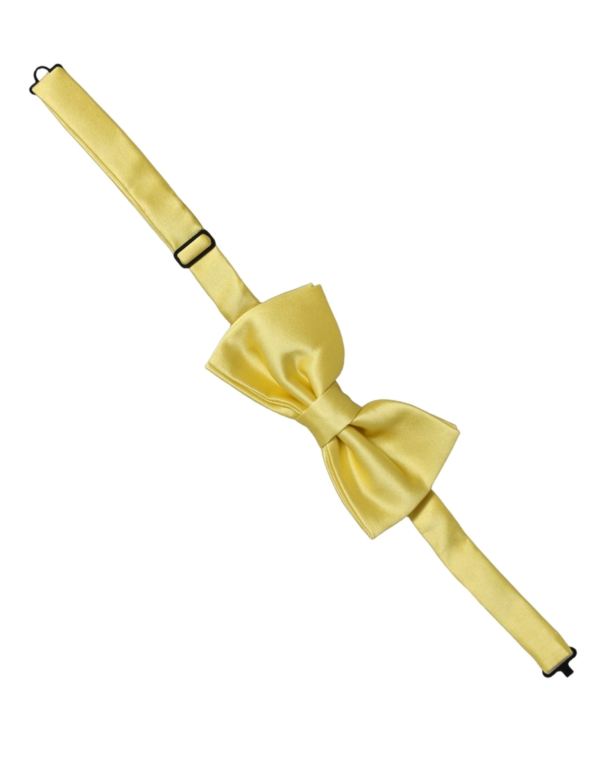 Dolce & Gabbana Dolce & Gabbana Men Yellow 100% Silk Adjustable Neck Papillon Bow Men's Tie