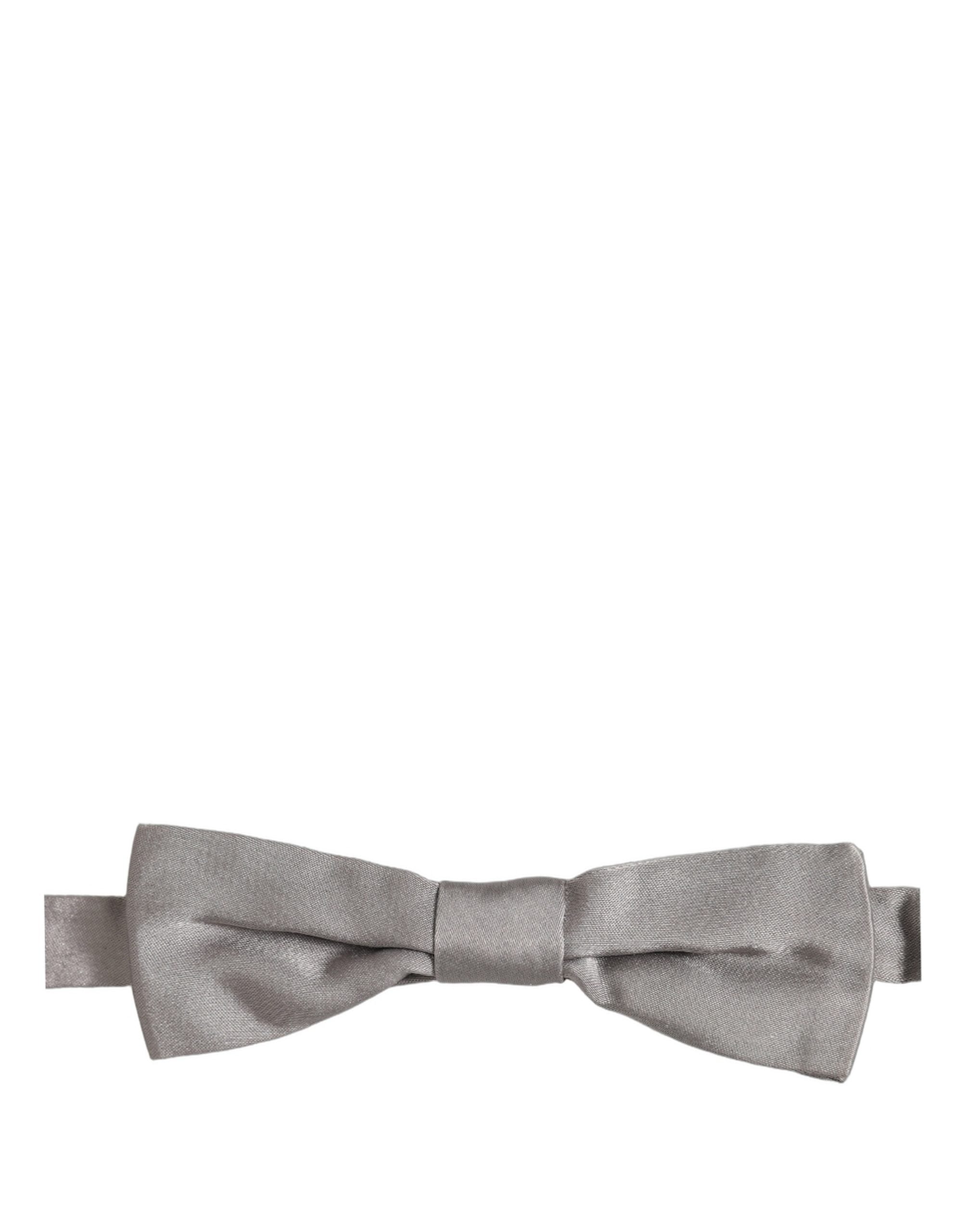 Dolce & Gabbana Dolce & Gabbana Men Gray 100% Silk Adjustable Neck Papillon Bow Men's Tie
