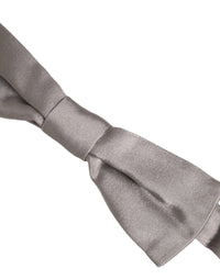 Dolce & Gabbana Dolce & Gabbana Men Gray 100% Silk Adjustable Neck Papillon Bow Men's Tie