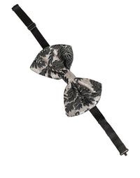 Dolce & Gabbana Dolce & Gabbana Men Black Silver Floral Adjustable Neck Papillon Bow Men's Tie