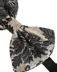 Dolce & Gabbana Dolce & Gabbana Men Black Silver Floral Adjustable Neck Papillon Bow Men's Tie