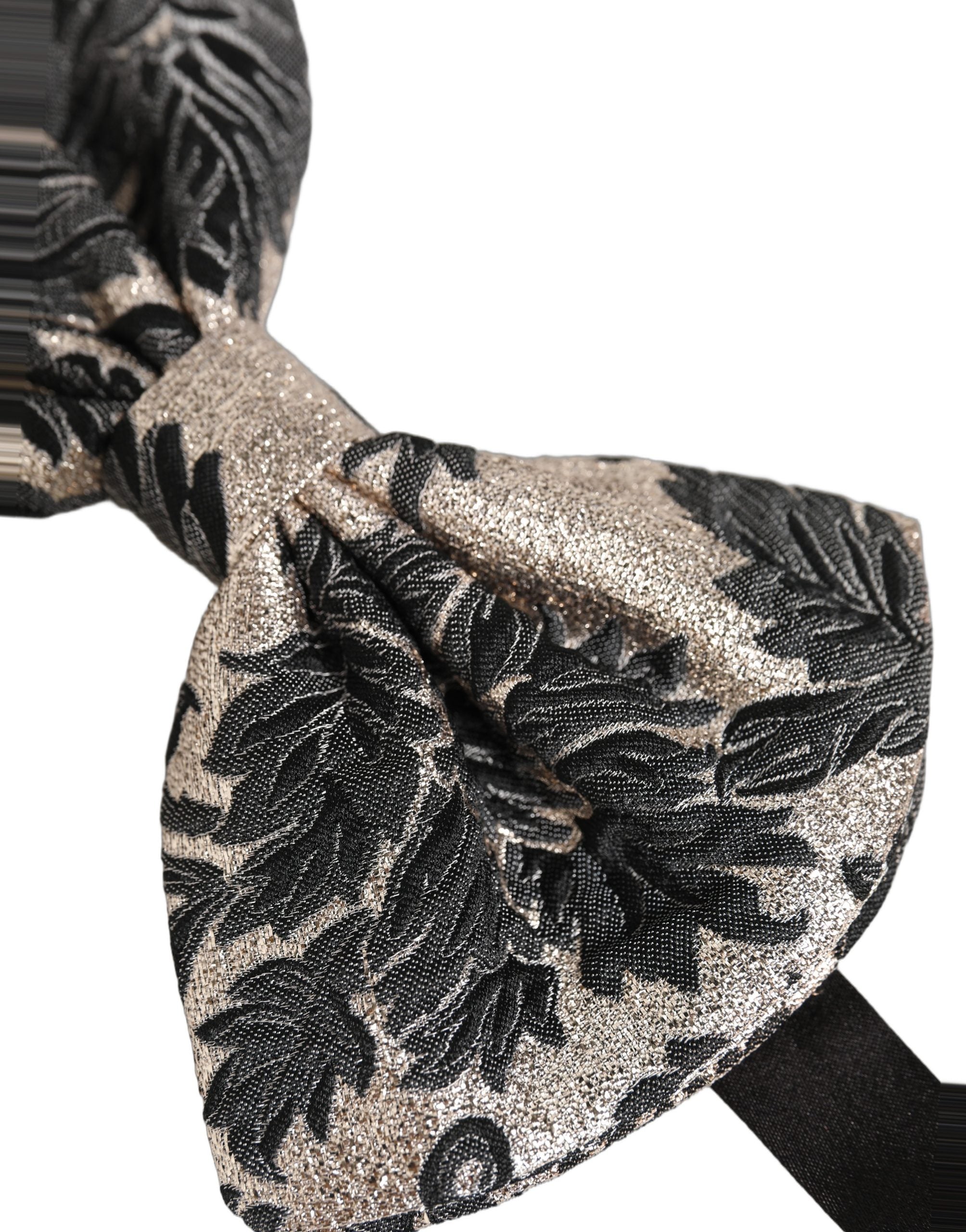 Dolce & Gabbana Dolce & Gabbana Men Black Silver Floral Adjustable Neck Papillon Bow Men's Tie
